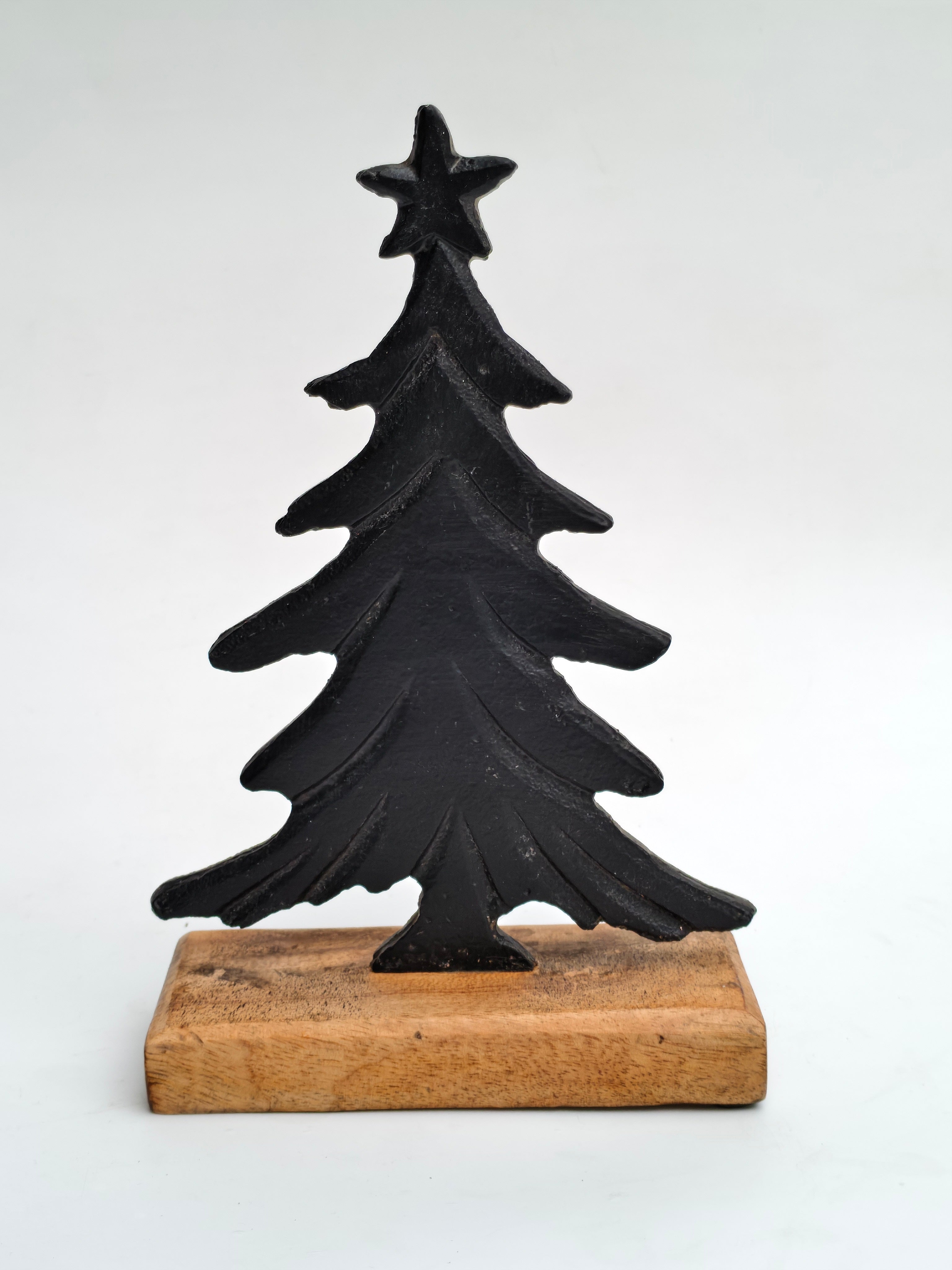 Black Iron Christmas Tree with Wooden Base