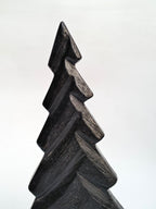 Hand-Carved Black Wooden Christmas Tree