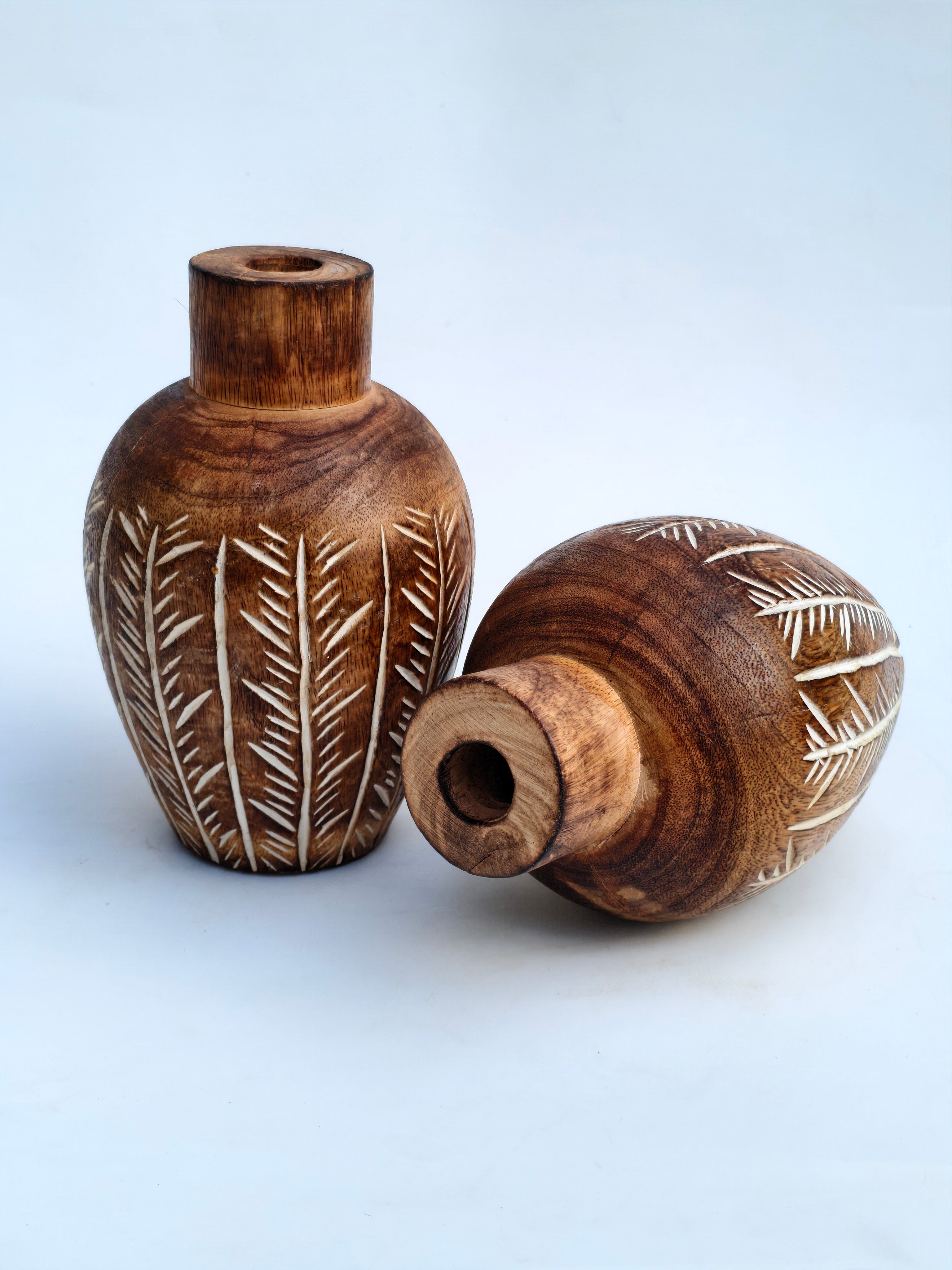 Carved Wooden Decorative Vase