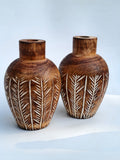 Carved Wooden Decorative Vase
