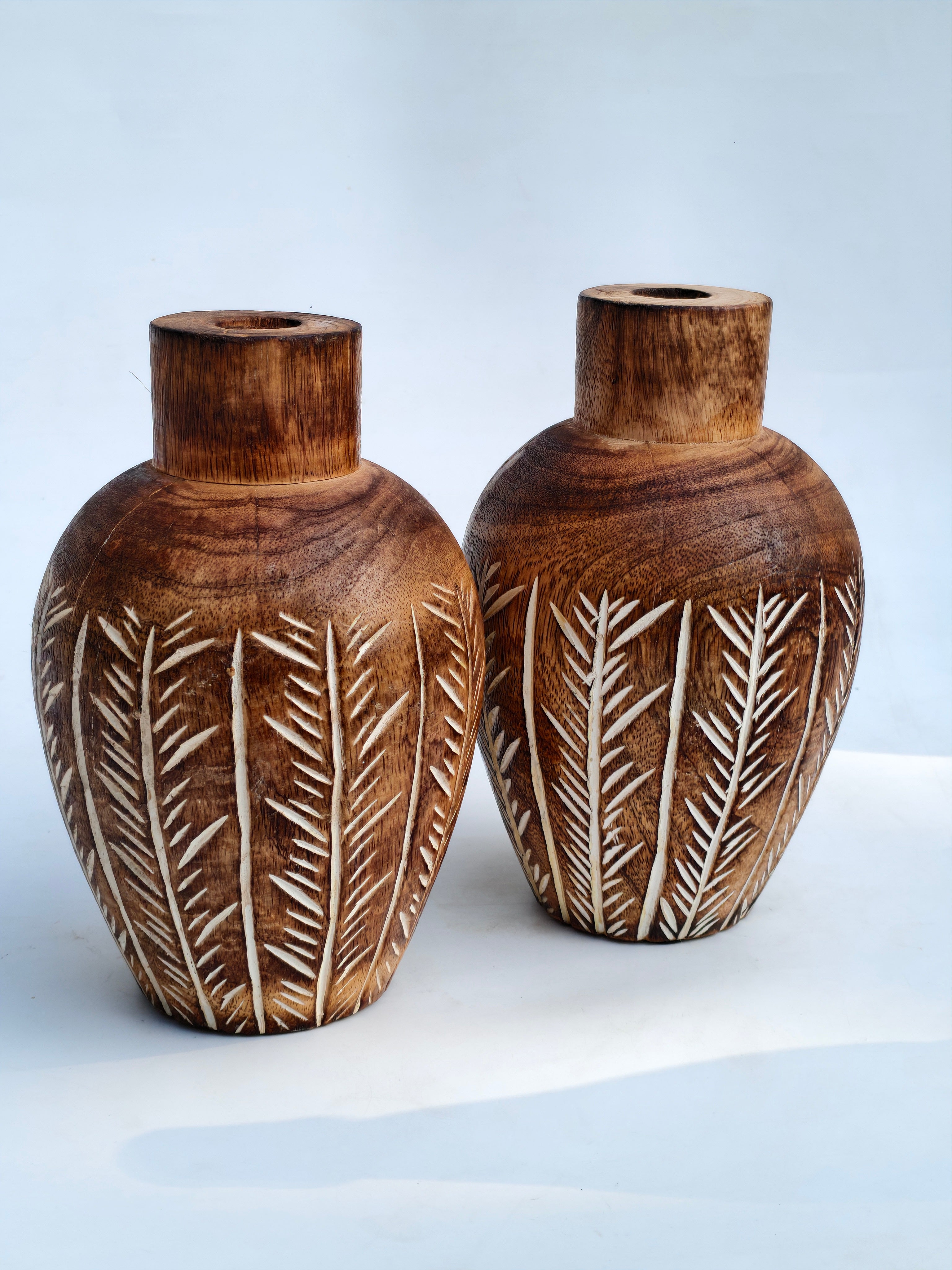 Carved Wooden Decorative Vase