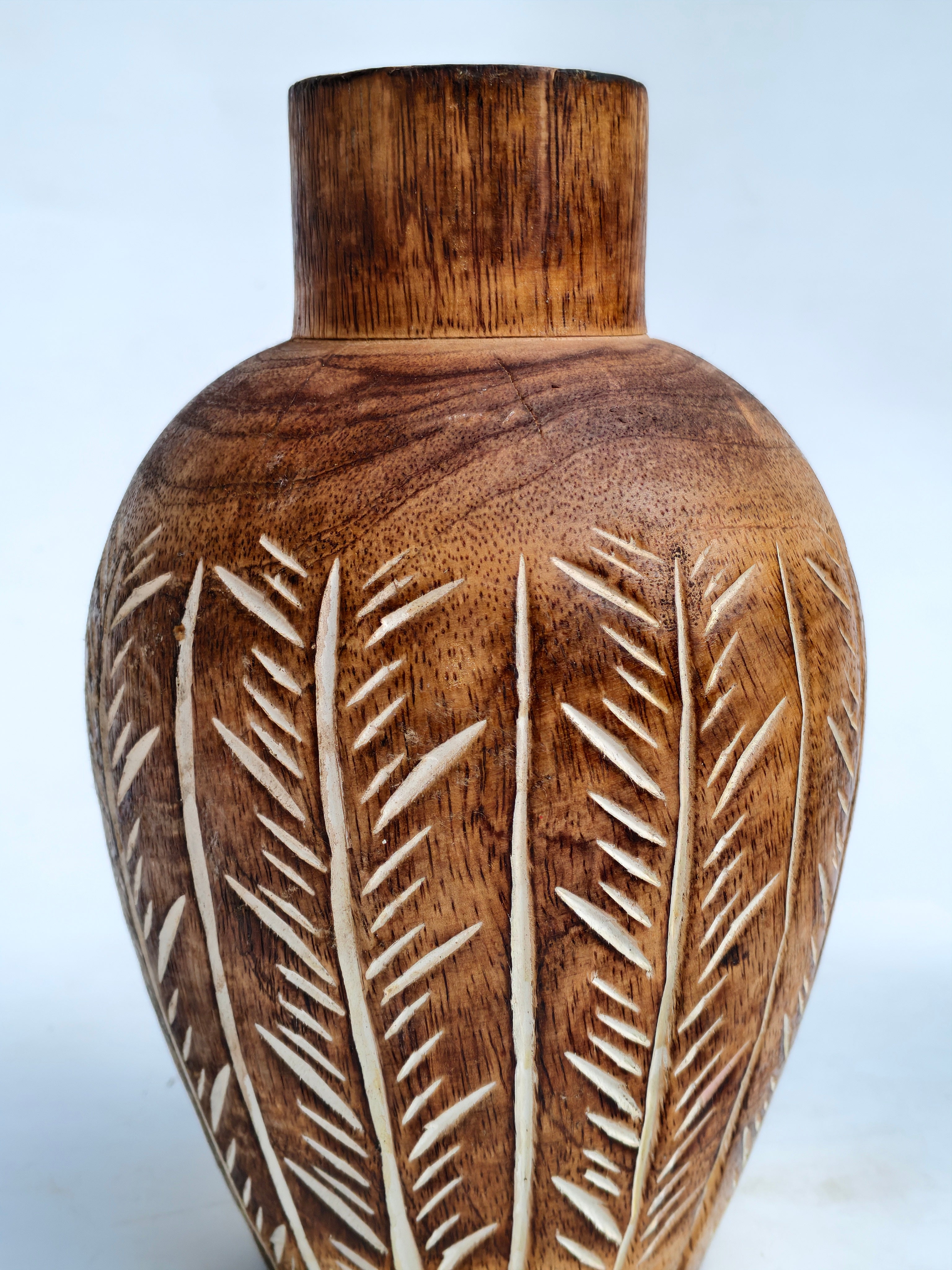Carved Wooden Decorative Vase