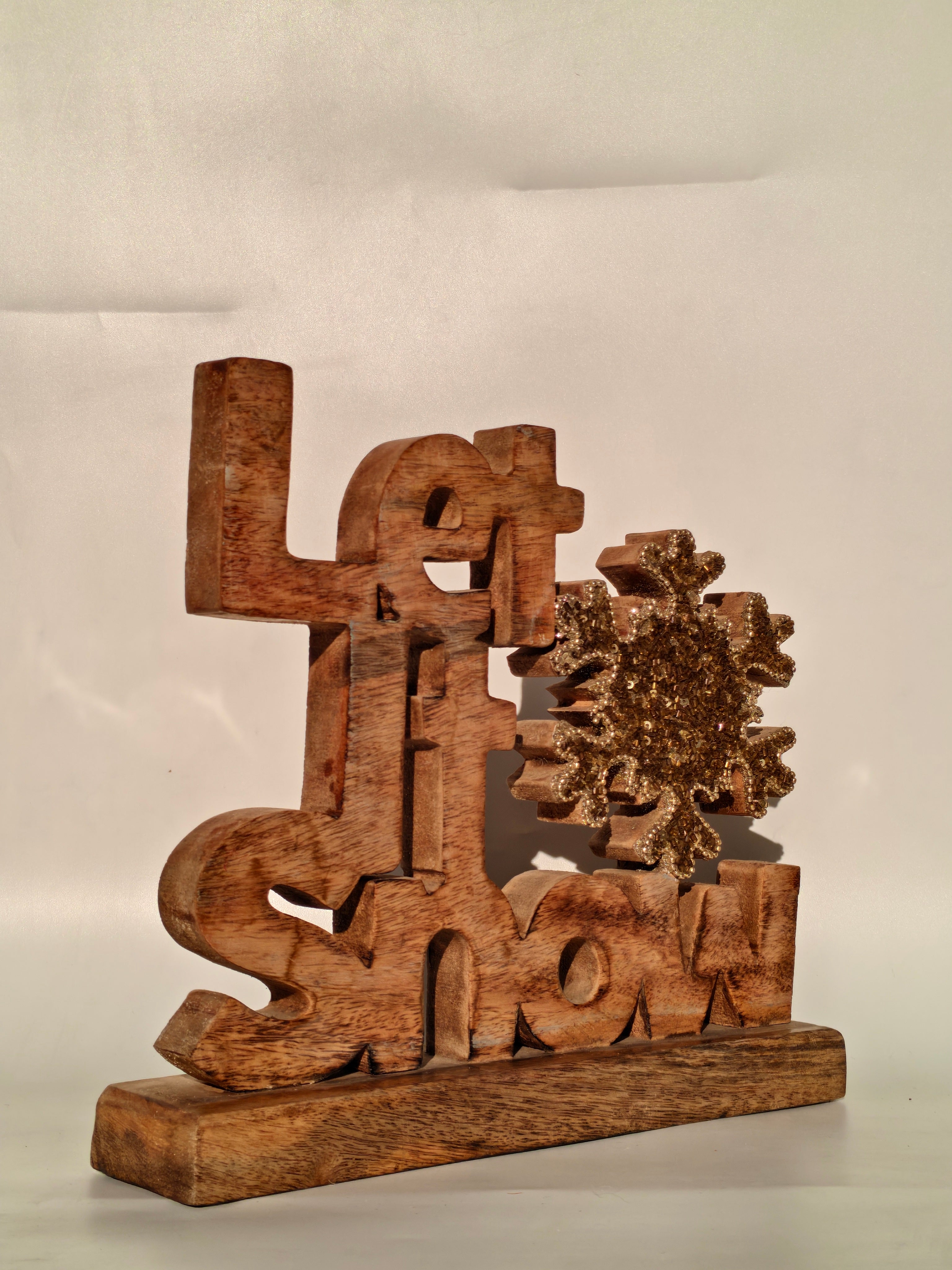 Wooden “Let It Snow” Tabletop Décor