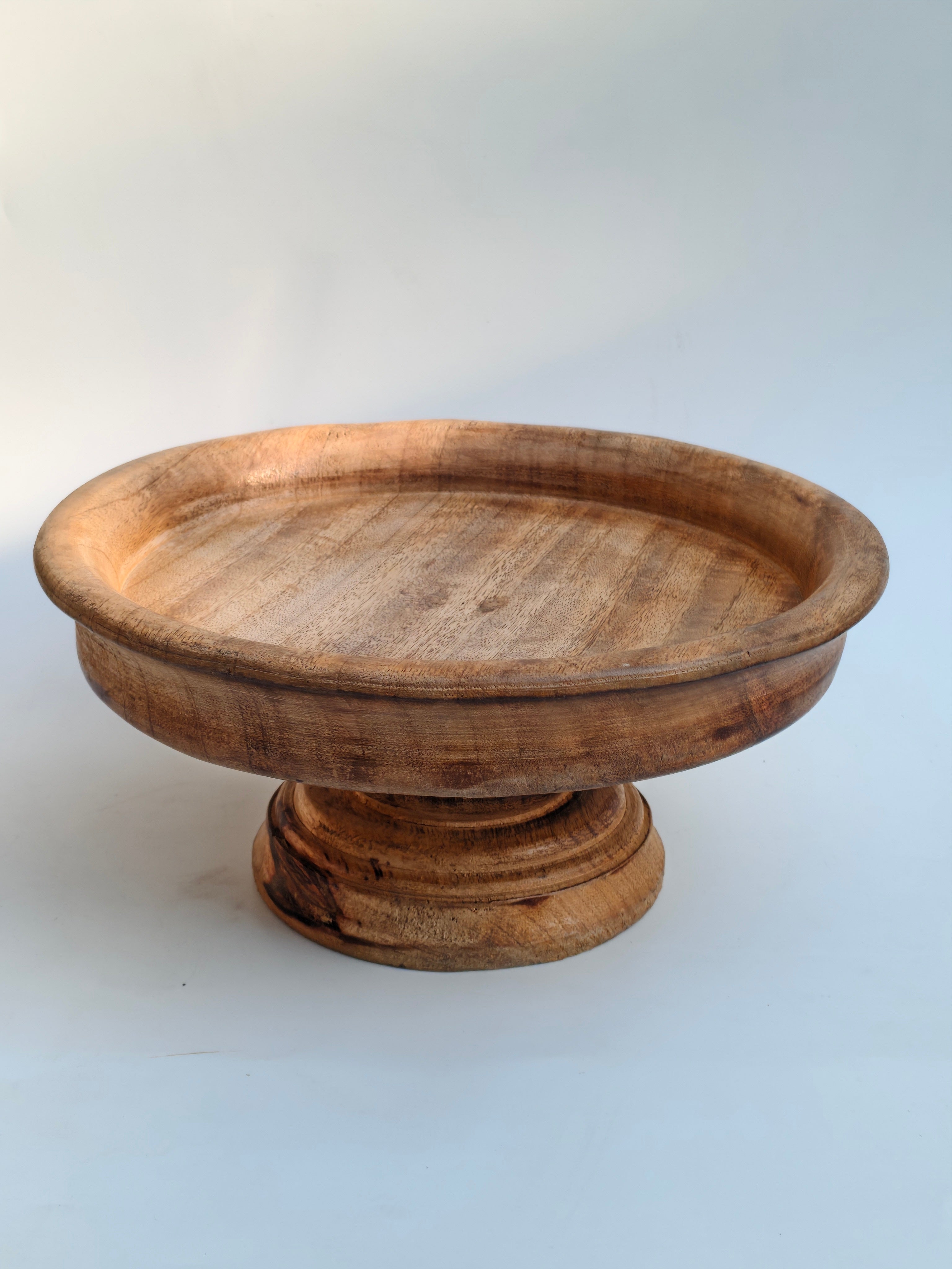Handcrafted Wooden Cake Stand & Pedestal Serving Bowl