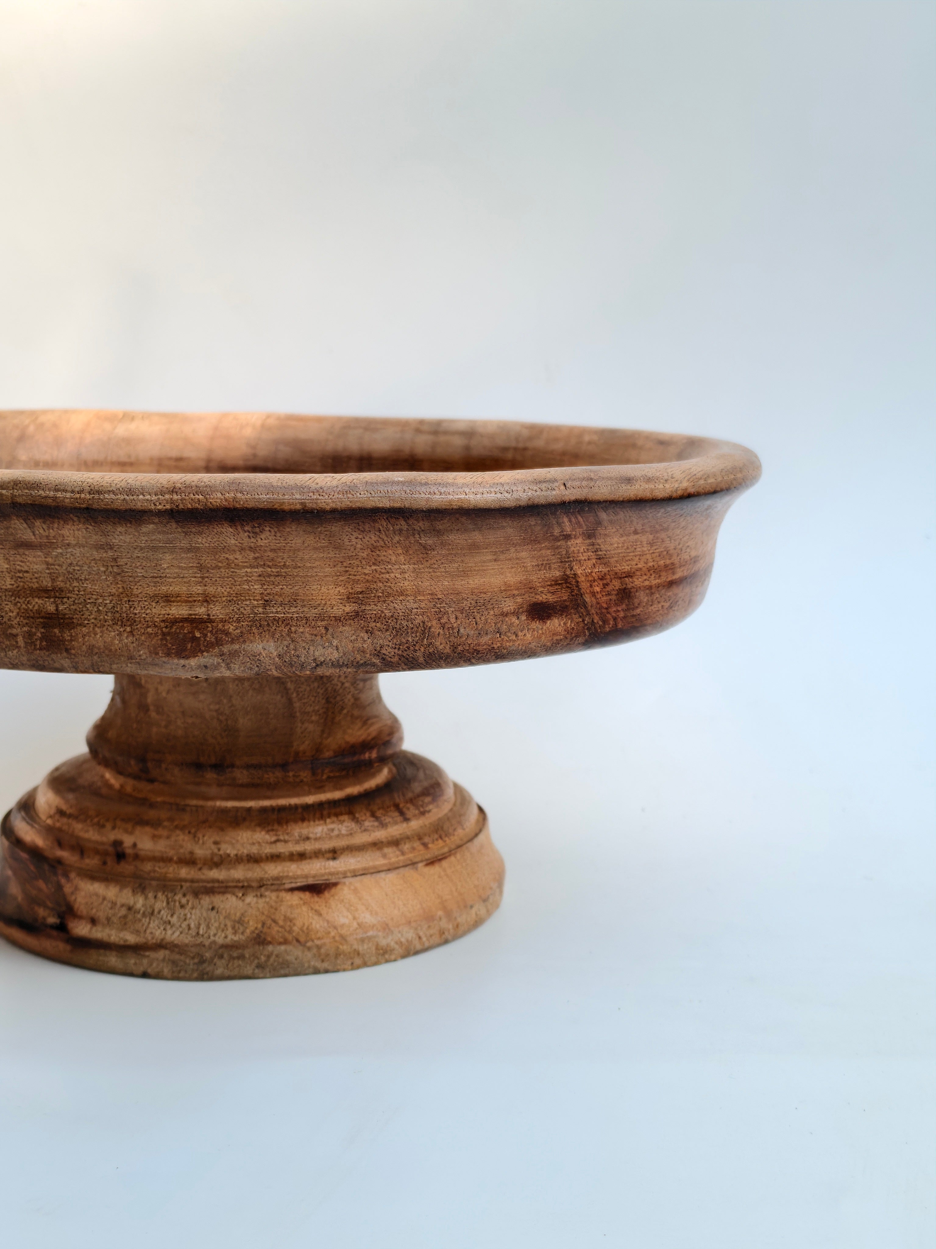 Handcrafted Wooden Cake Stand & Pedestal Serving Bowl