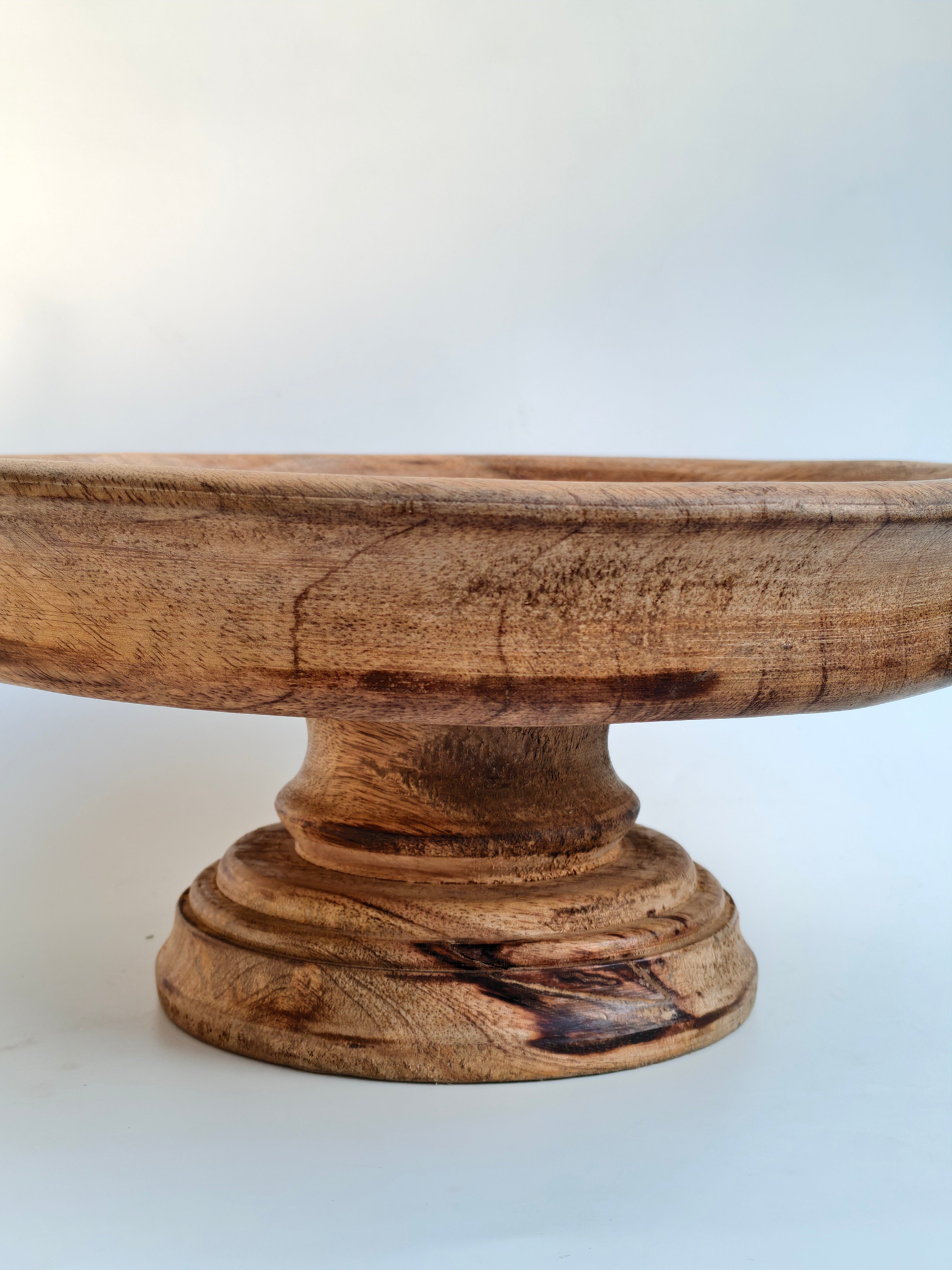 Handcrafted Wooden Cake Stand & Pedestal Serving Bowl