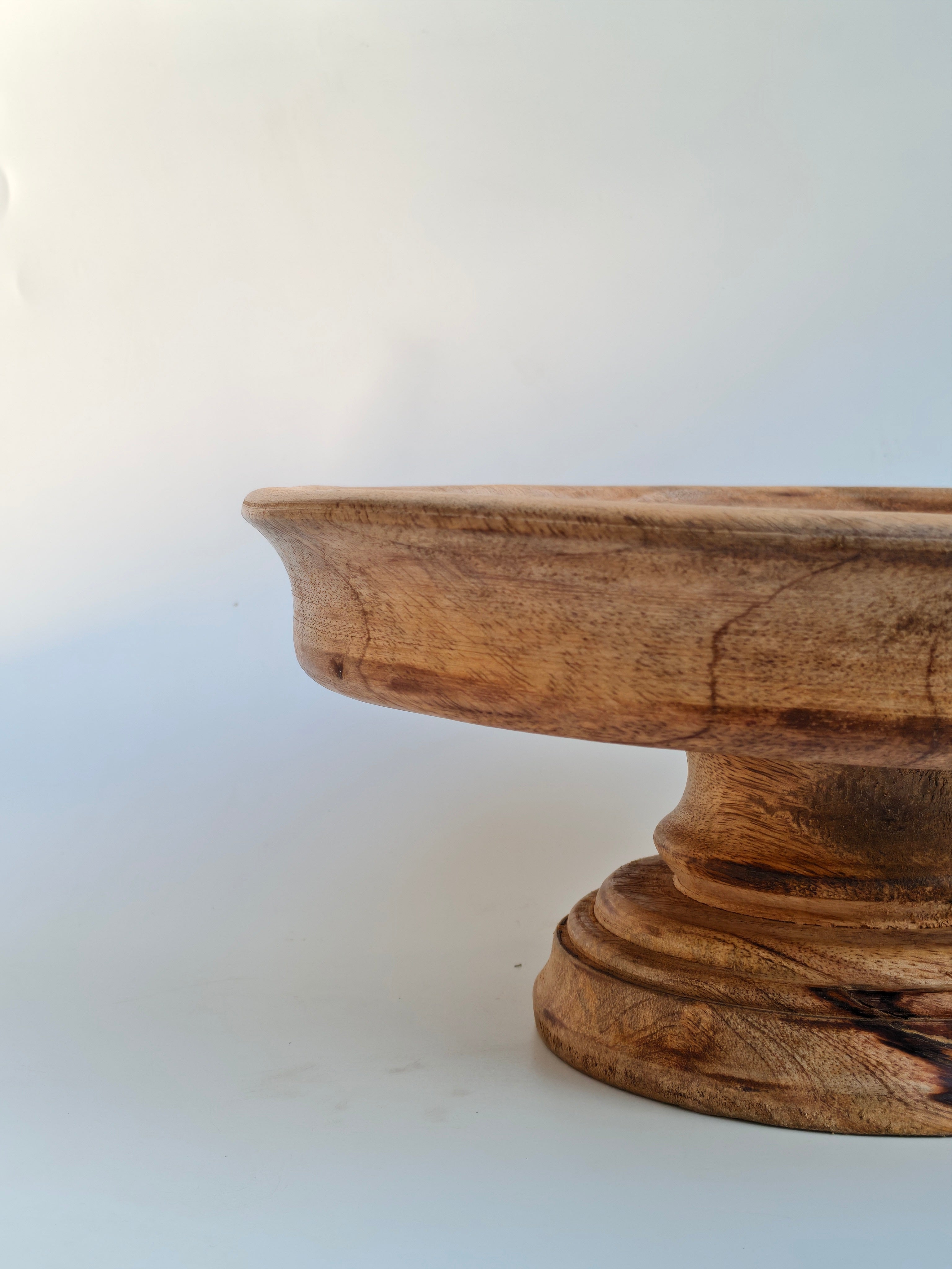 Handcrafted Wooden Cake Stand & Pedestal Serving Bowl