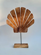 Wooden Shell Sculpture on Stand