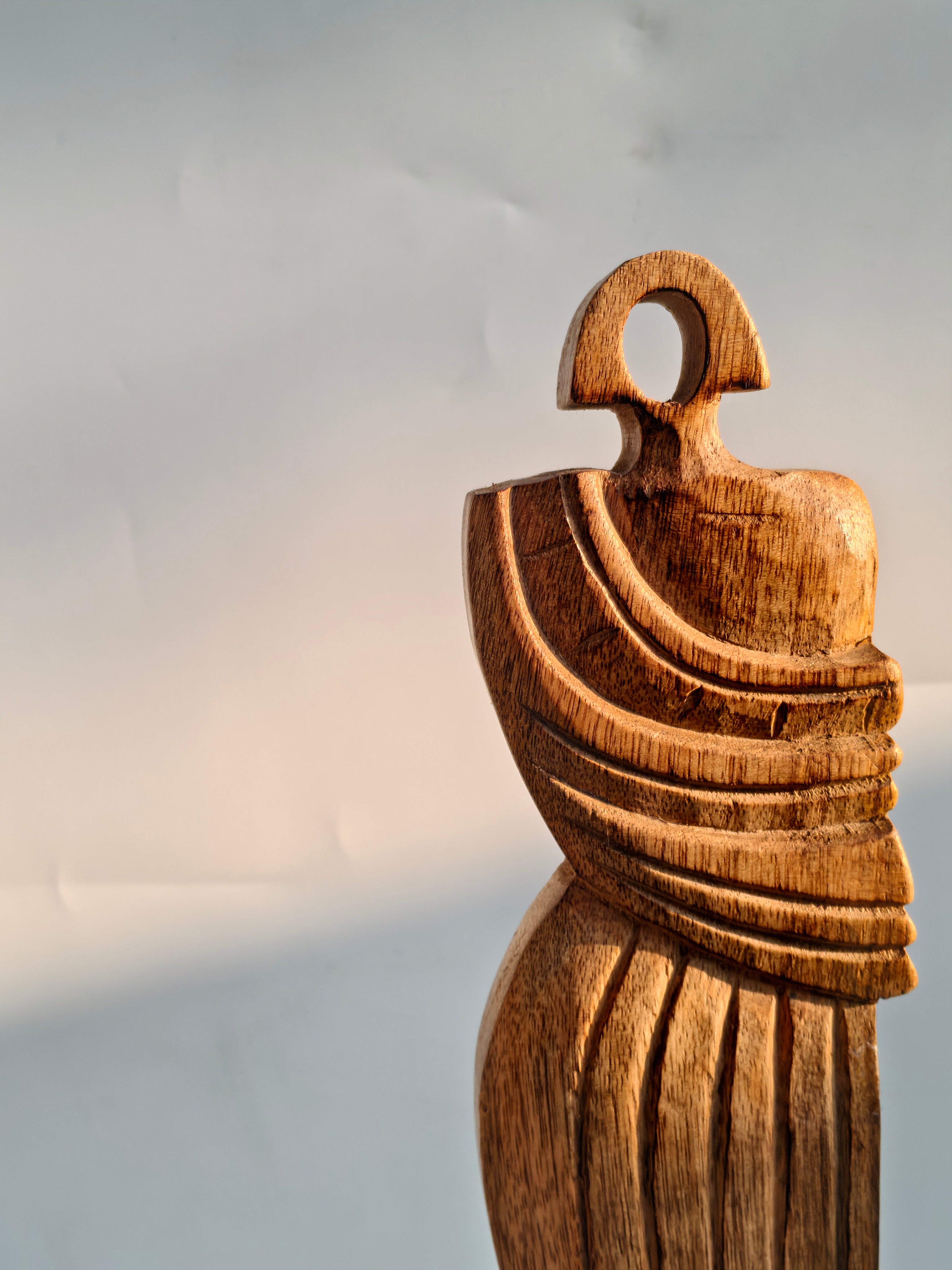 Handcrafted Abstract Tribal Wooden Sculpture on Stand | Ethnic Décor Accent