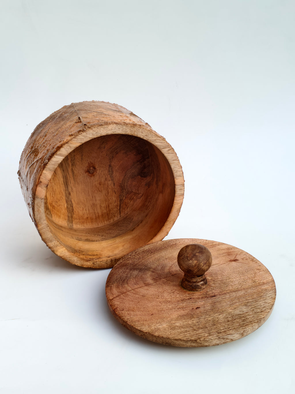 Handcrafted Wooden Storage Box with Lid | Rustic Natural Wood Organizer