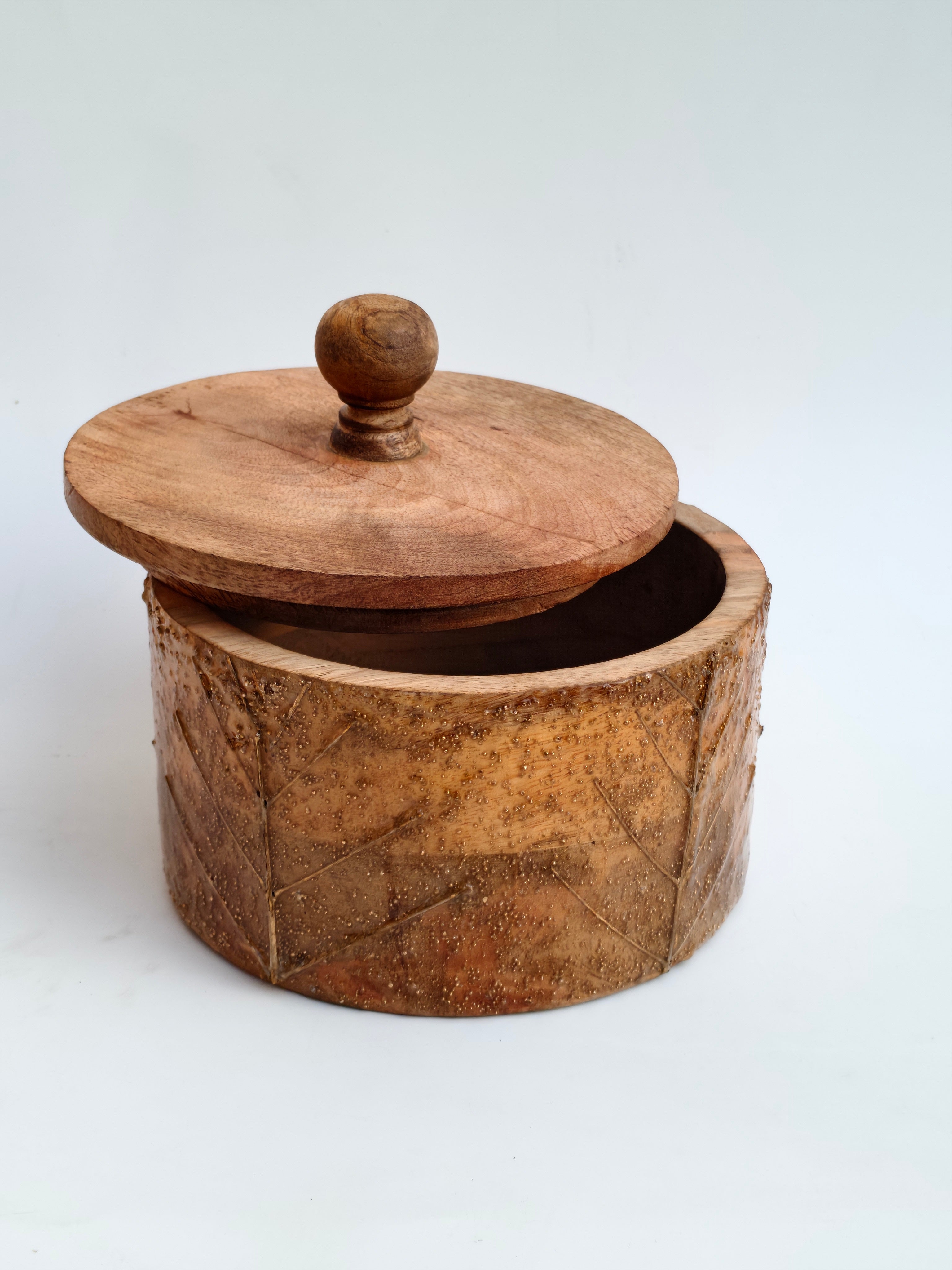 Handcrafted Wooden Storage Box with Lid | Rustic Natural Wood Organizer