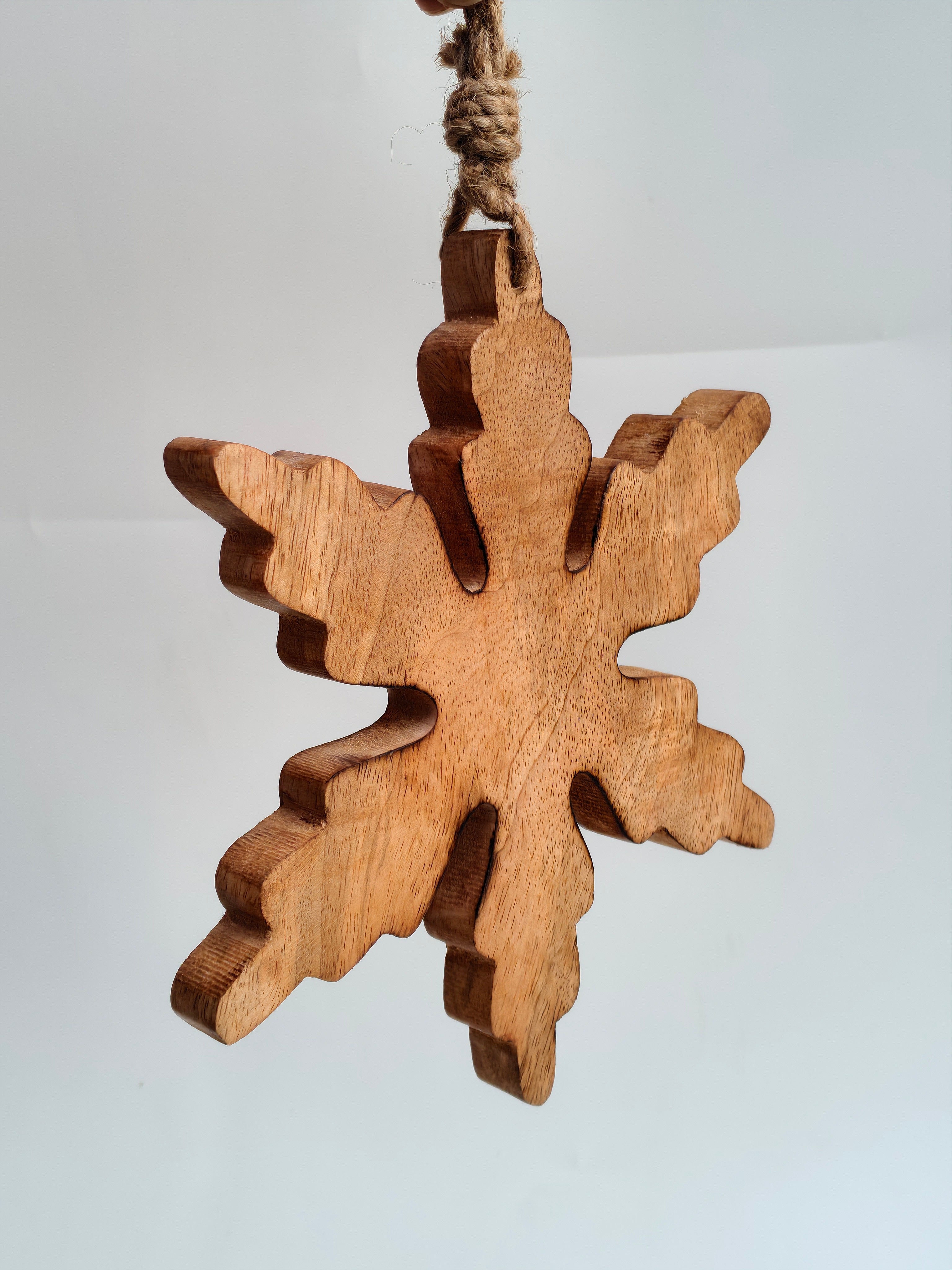 Handcrafted Wooden Snowflake Hanging Décor | Natural Rustic Ornament