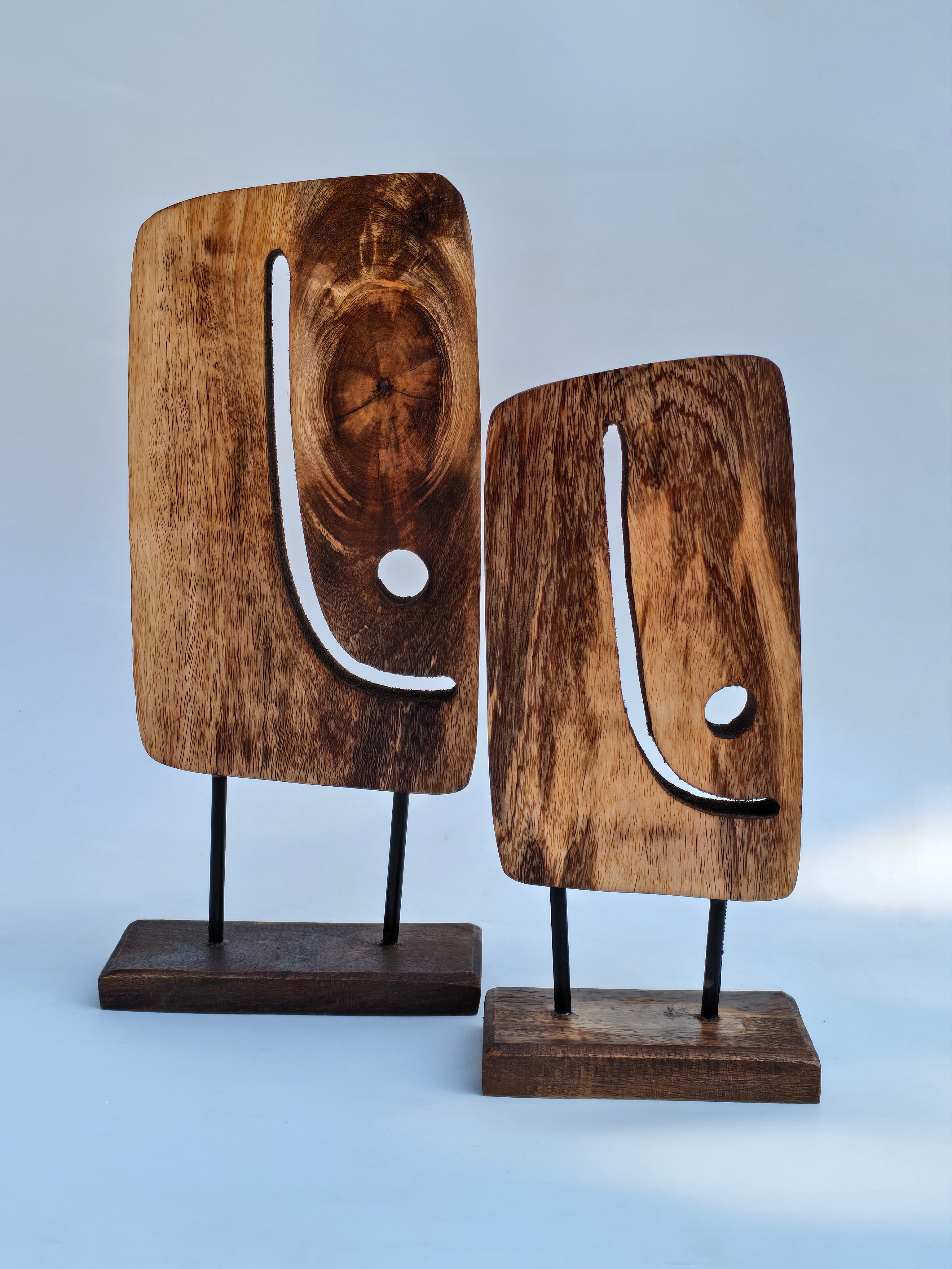 Abstract Elephant Wooden Table Décor Set (Set of 2) | Handcrafted Artistic Wooden Showpieces