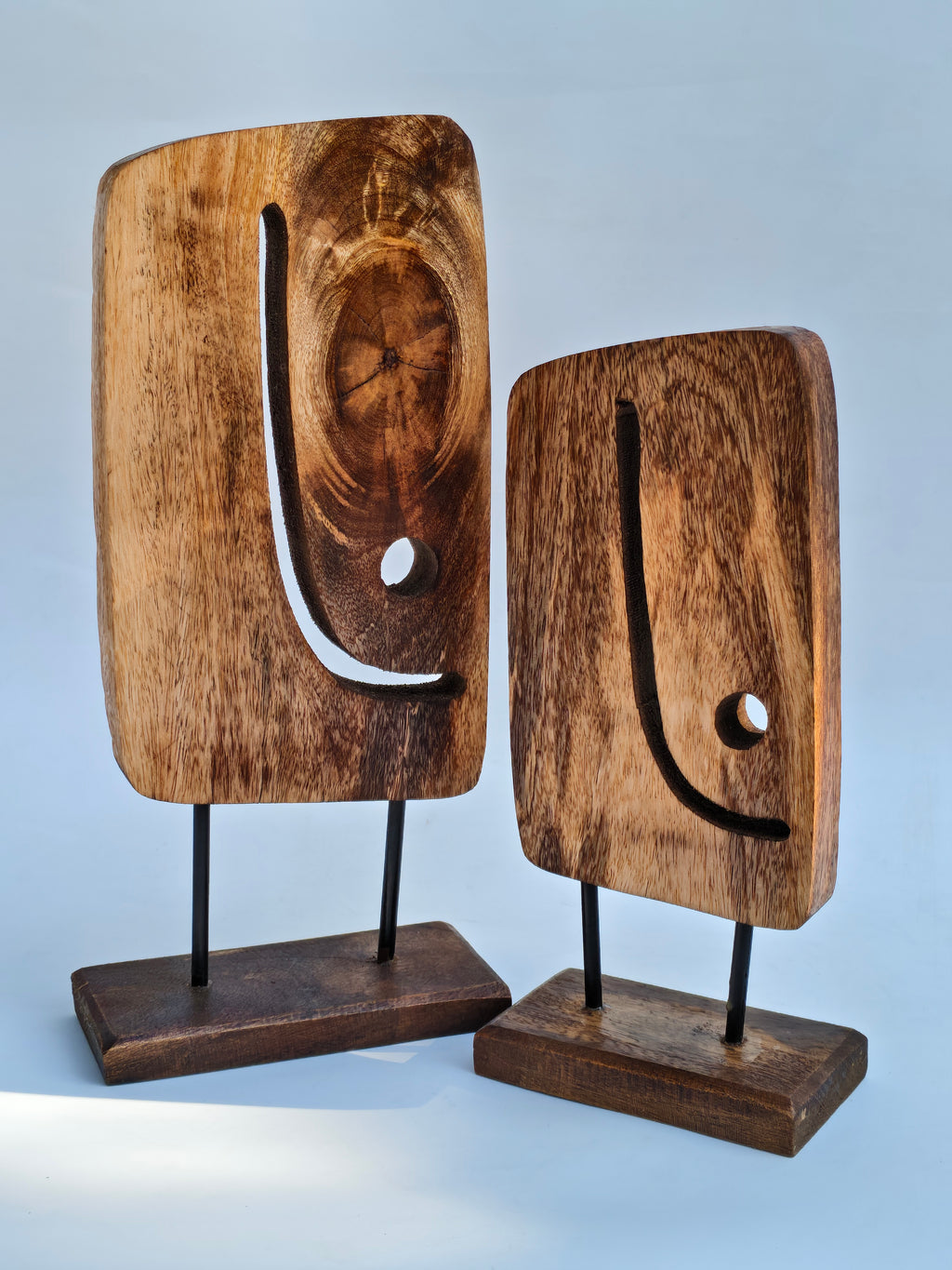 Abstract Elephant Wooden Table Décor Set (Set of 2)