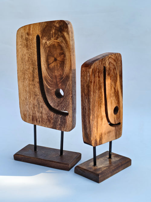 Abstract Elephant Wooden Table Décor Set (Set of 2) | Handcrafted Artistic Wooden Showpieces