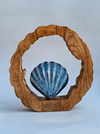 Wooden Ring Table Décor & Wall Hanging with Metal Sea Shell