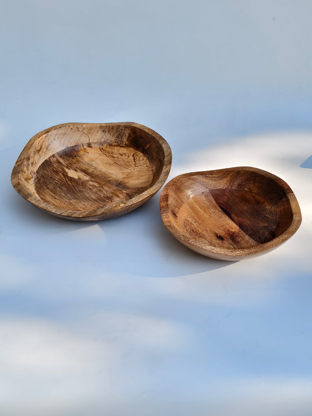 Handcrafted Wooden Serving Bowl Set (Set of 2) | Natural Wood Deep Serving & Fruit Bowls