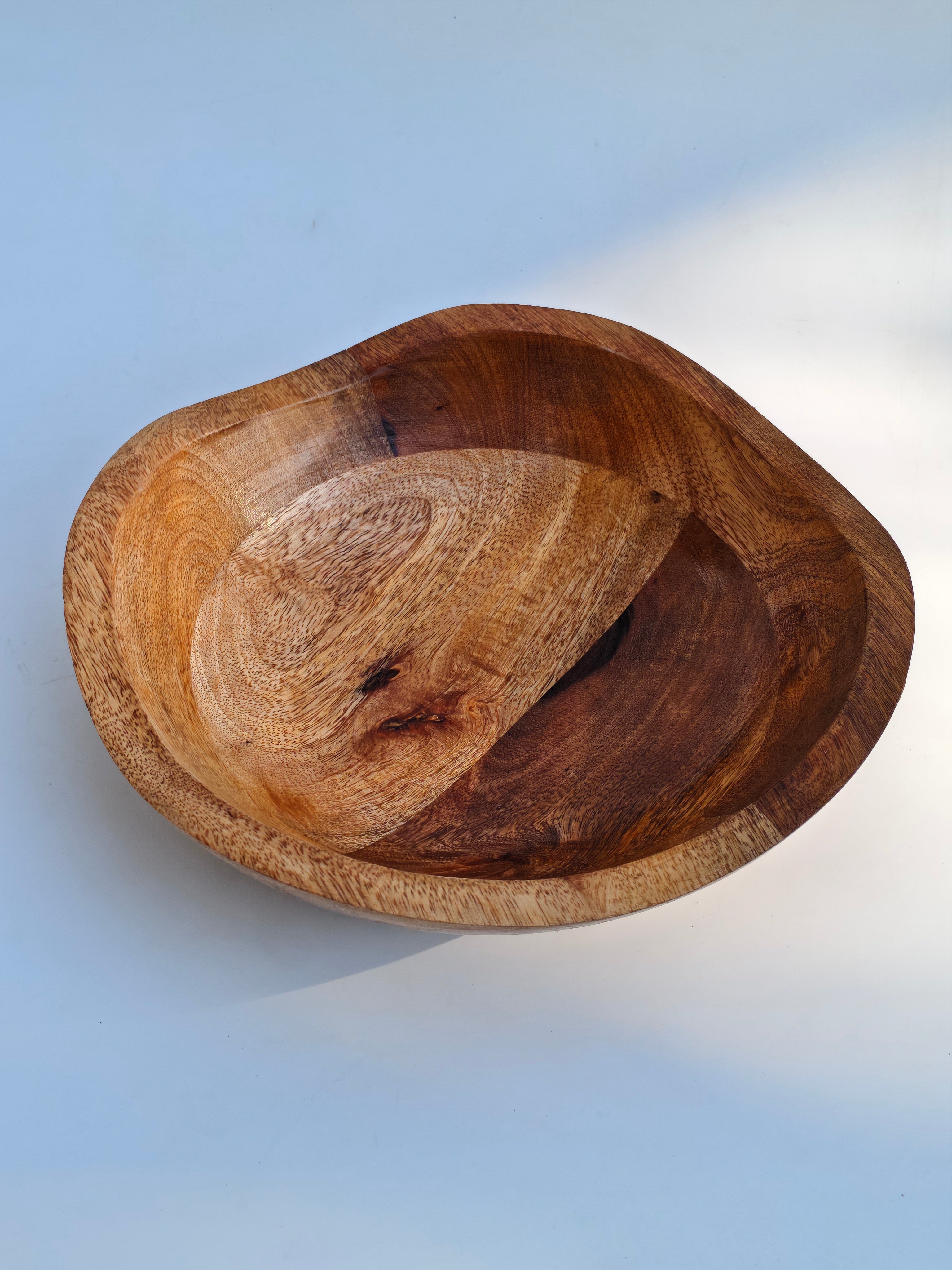 Handcrafted Wooden Serving Bowl Set (Set of 2) | Natural Wood Deep Serving & Fruit Bowls