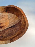 Handcrafted Wooden Serving Bowl Set (Set of 2) | Natural Wood Deep Serving & Fruit Bowls