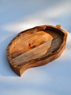 Handcrafted Wooden Leaf Serving Bowl Set (Set of 2) | Natural Wood Decorative Snack & Fruit Platters