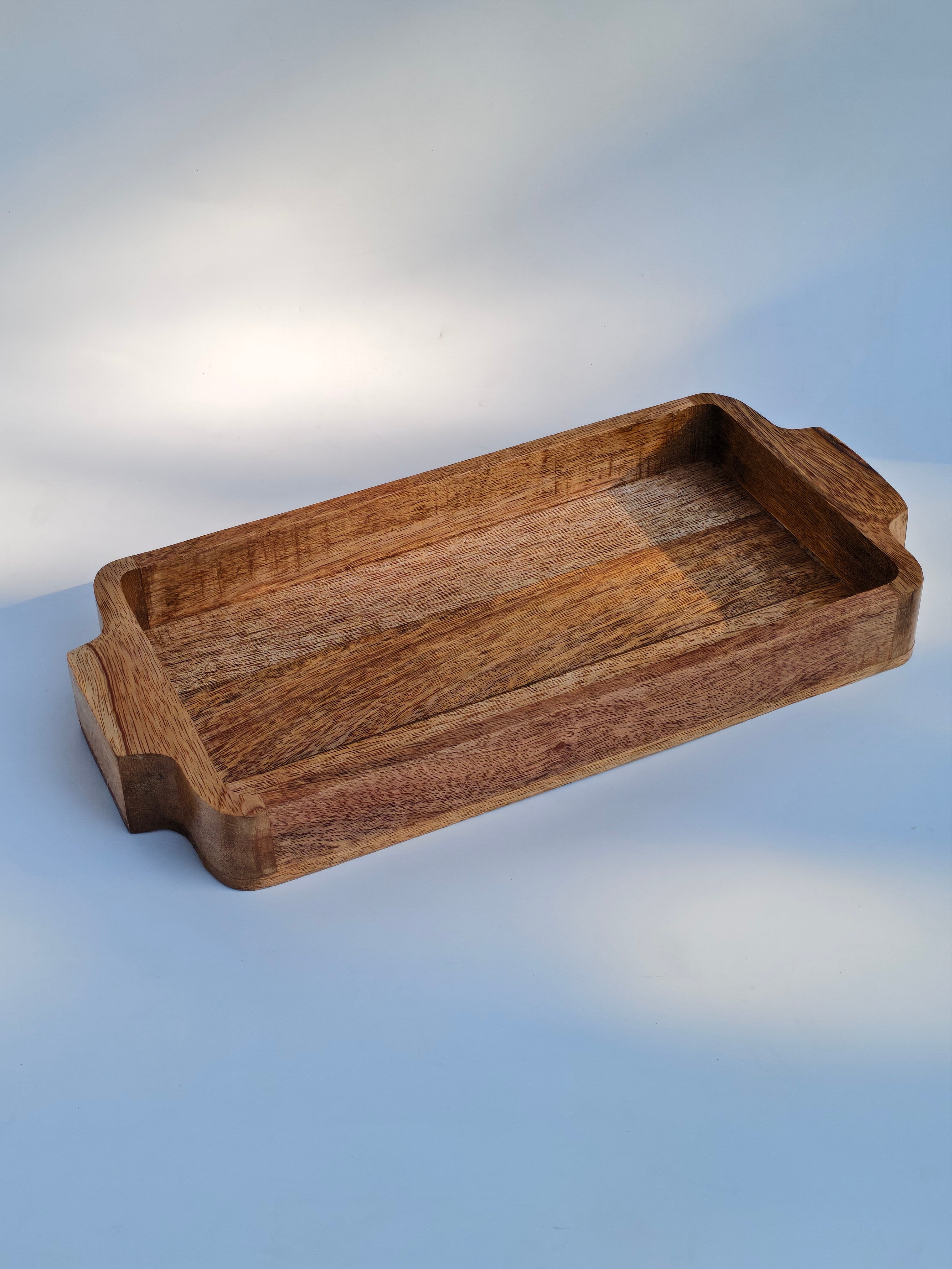 Handcrafted Wooden Serving Tray with Handles