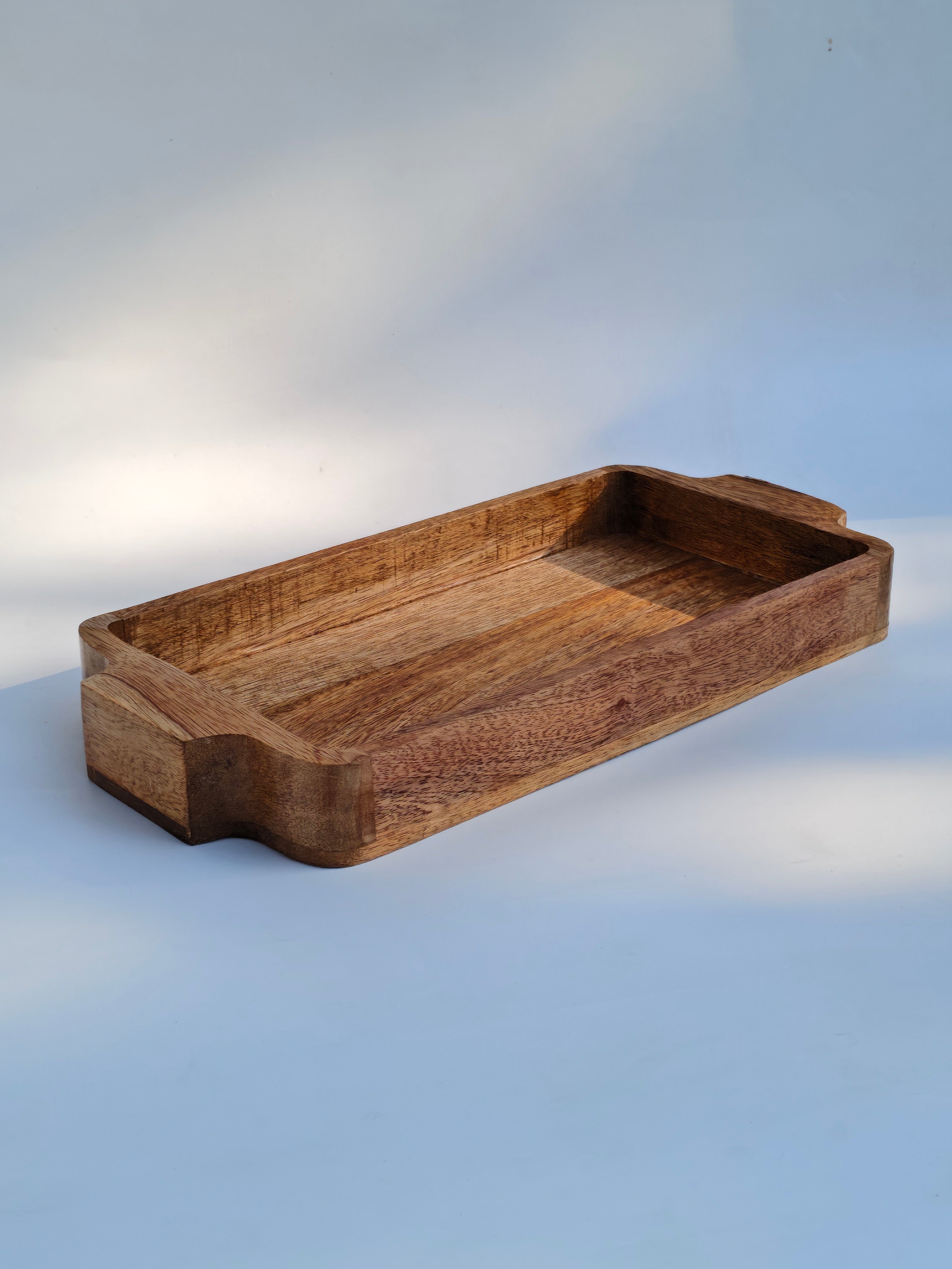 Handcrafted Wooden Serving Tray with Handles