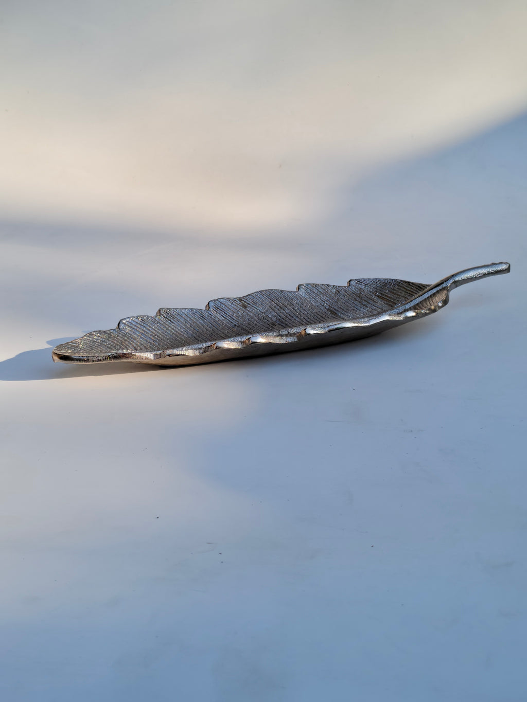 Silver Feather Decorative Metal Tray