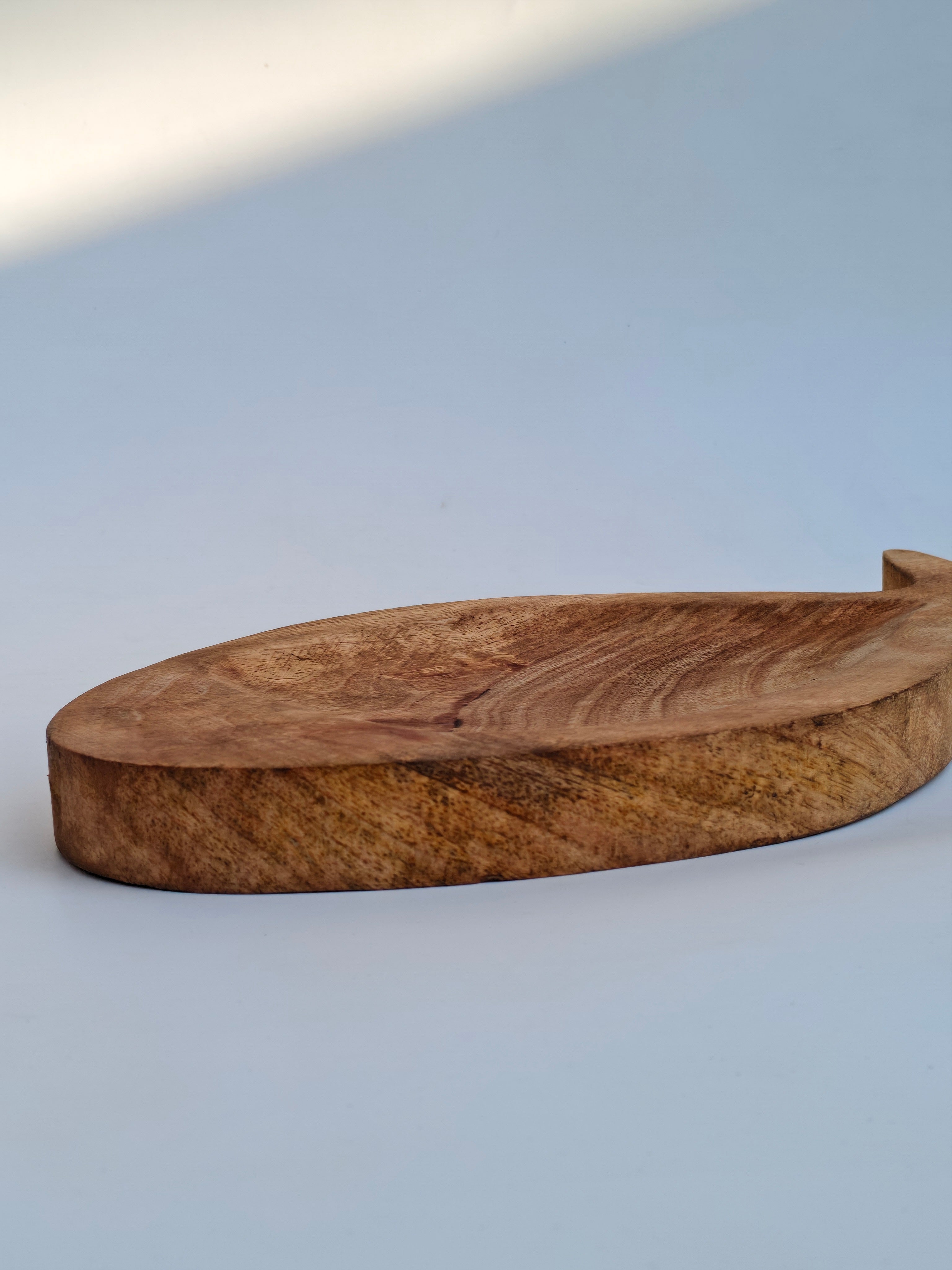 Handcrafted Fish-Shaped Wooden Serving Platter | Natural Wood Snack & Cheese Board