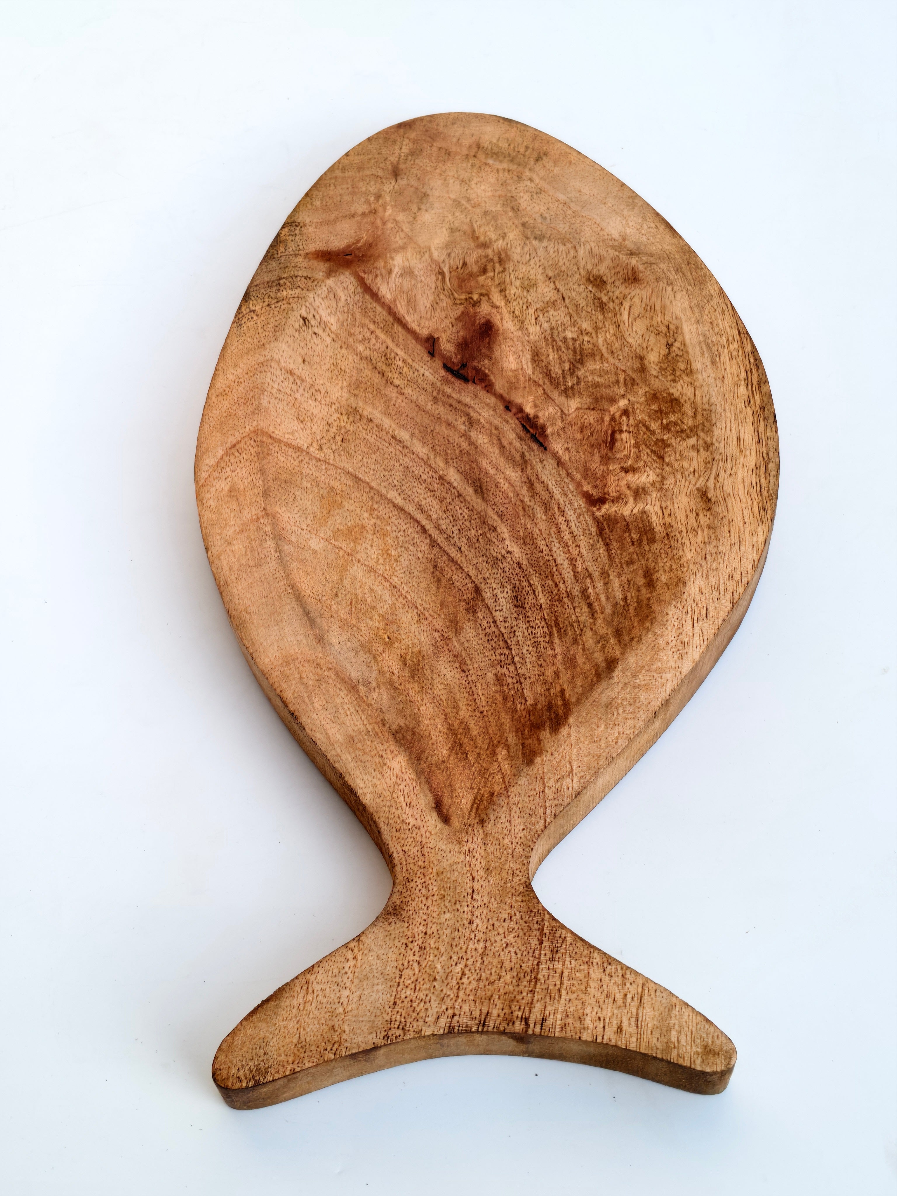Handcrafted Fish-Shaped Wooden Serving Platter | Natural Wood Snack & Cheese Board