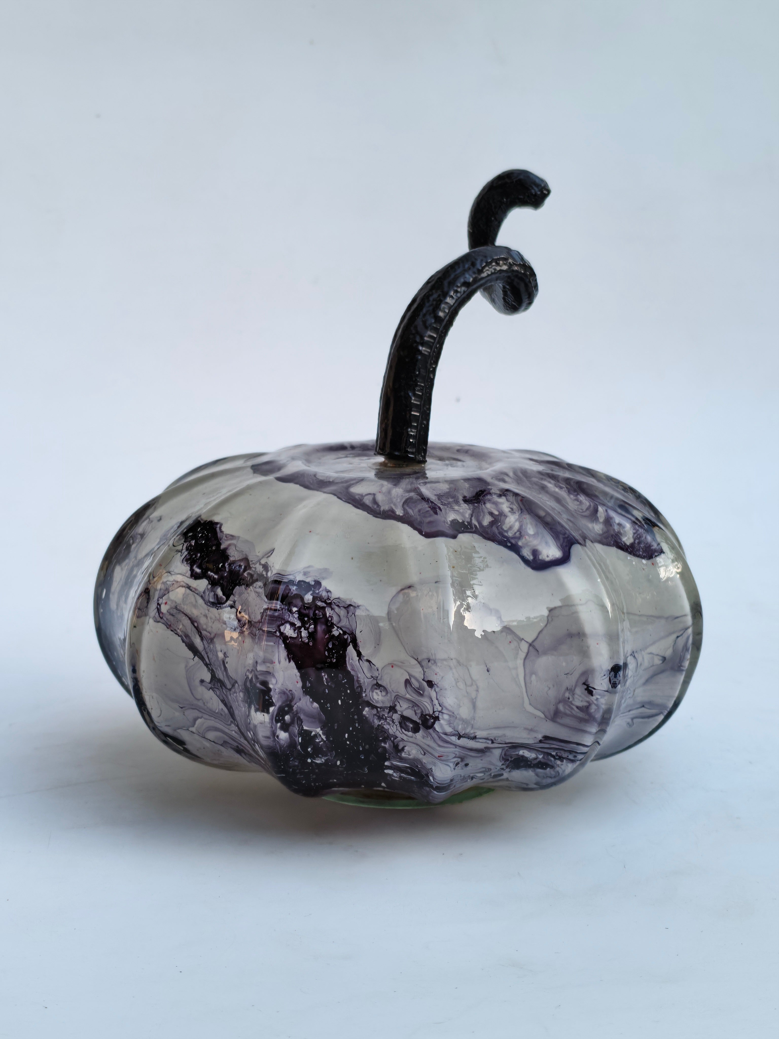 Marbled Glass Pumpkin Decorative Accent – Artistic Table Décor