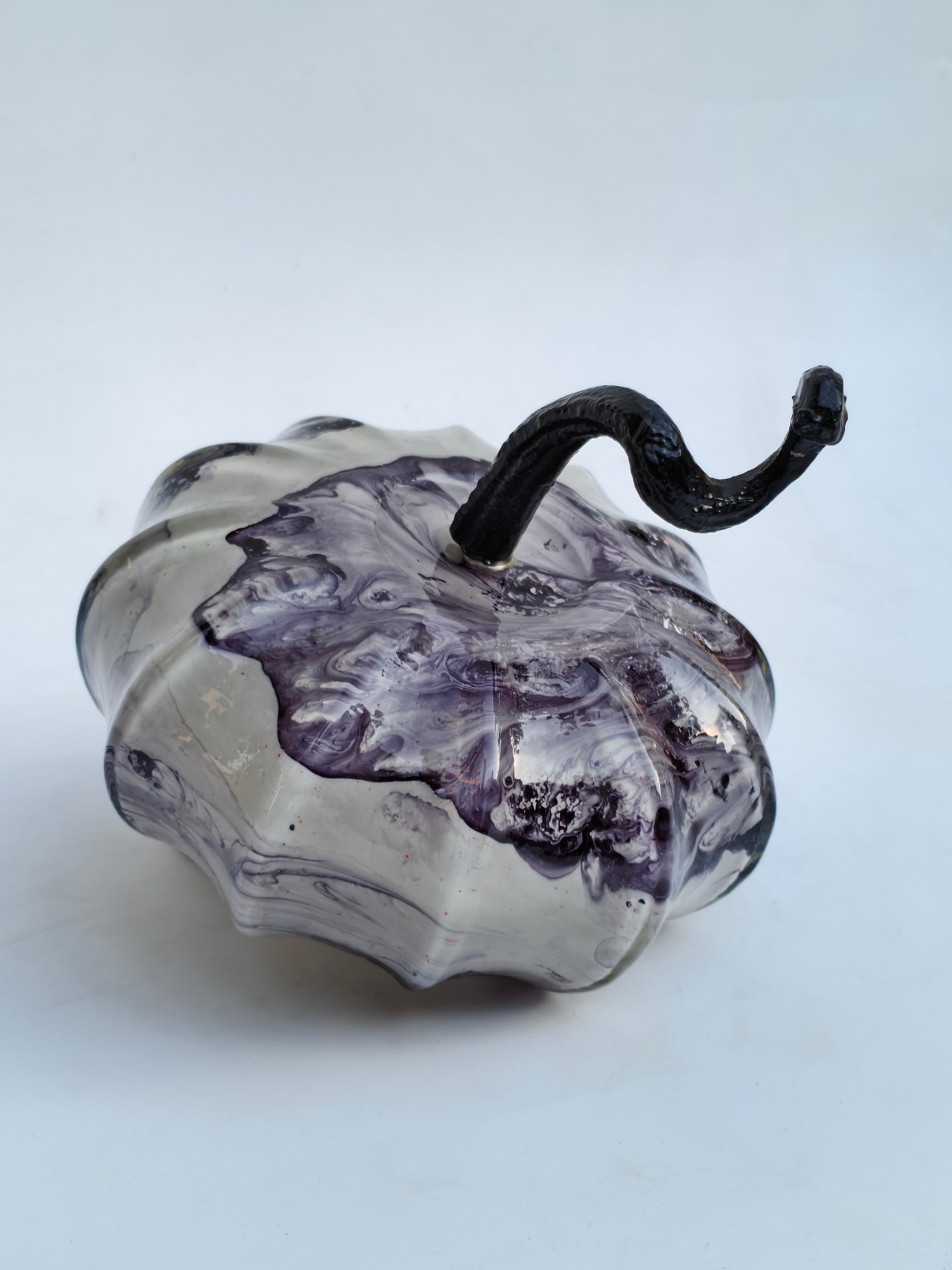 Marbled Glass Pumpkin Decorative Accent – Artistic Table Décor