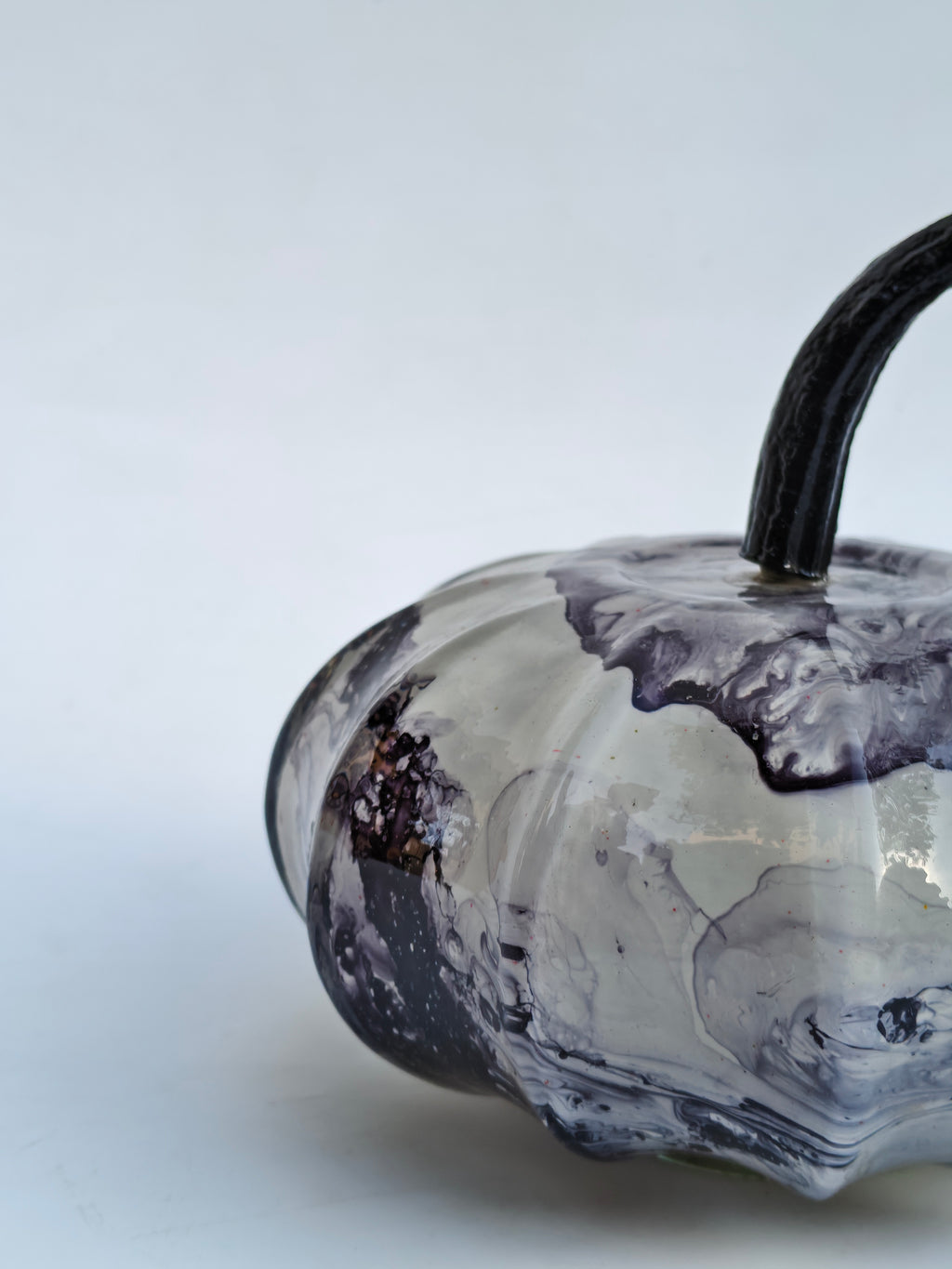 Marbled Glass Pumpkin Decorative Accent