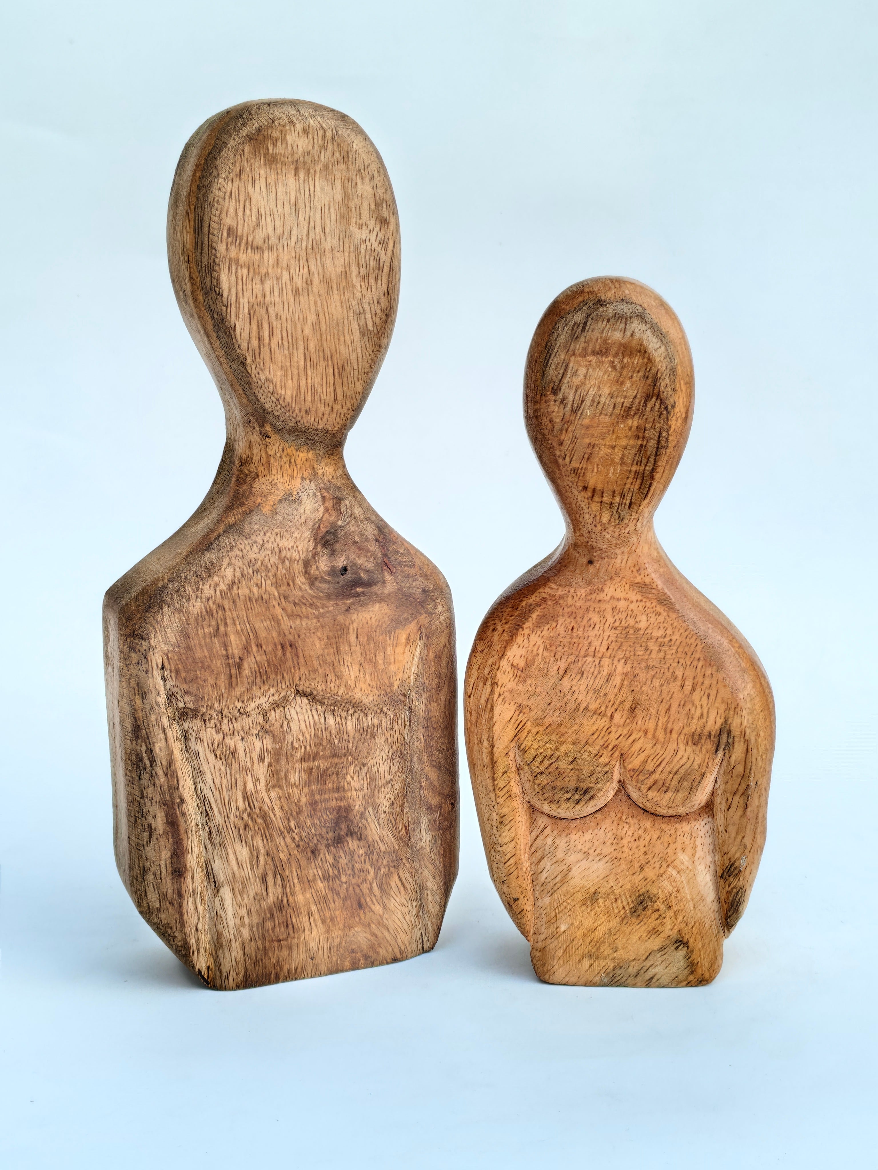 Handcrafted Wooden Abstract Human Figurines – Rustic Sculptural Décor (Set of 2)