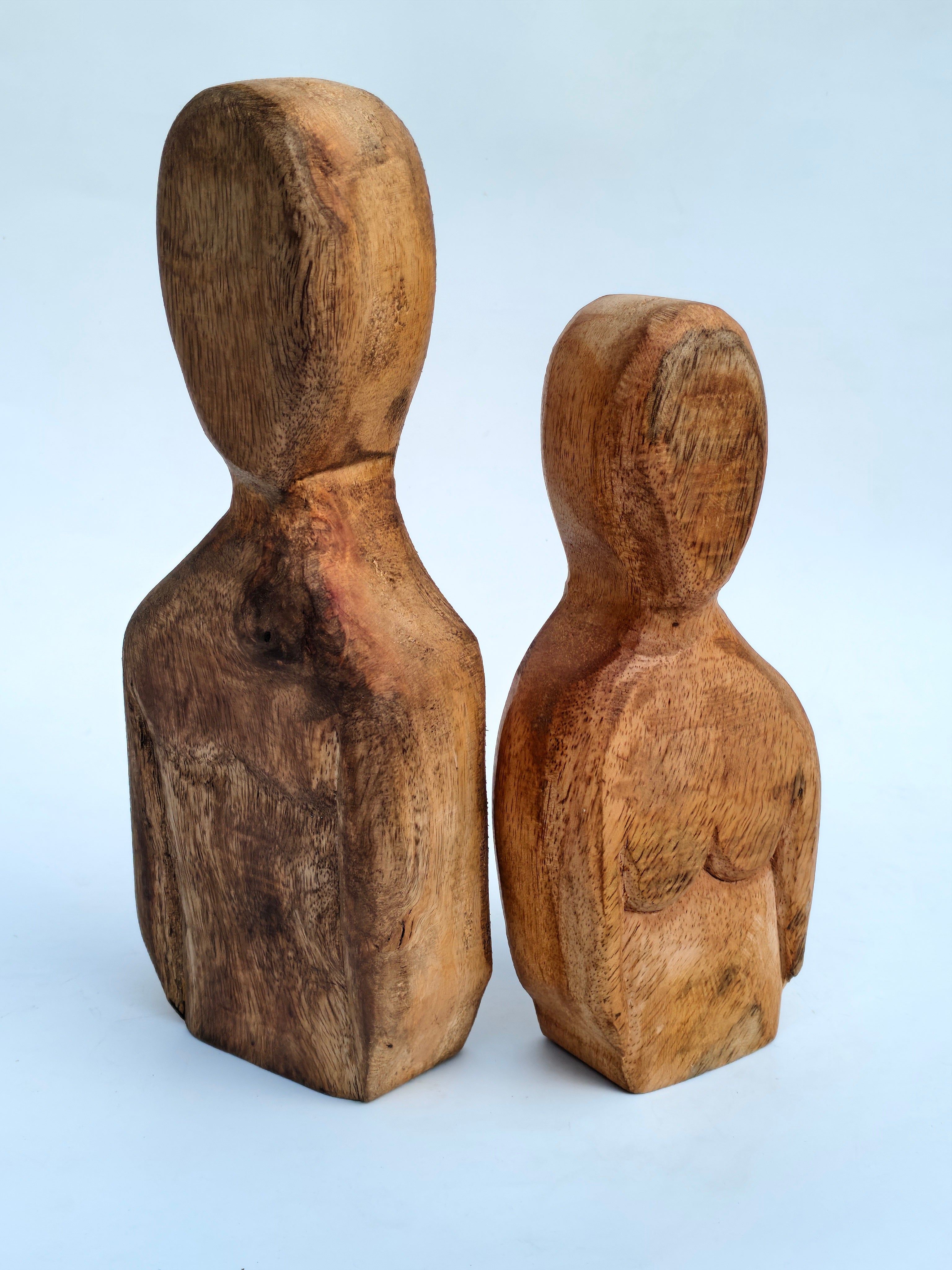 Handcrafted Wooden Abstract Human Figurines – Rustic Sculptural Décor (Set of 2)