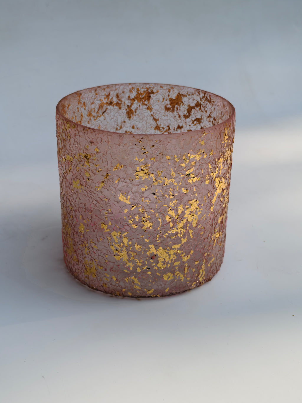 Blush Gold Leaf Glass Candle Holders