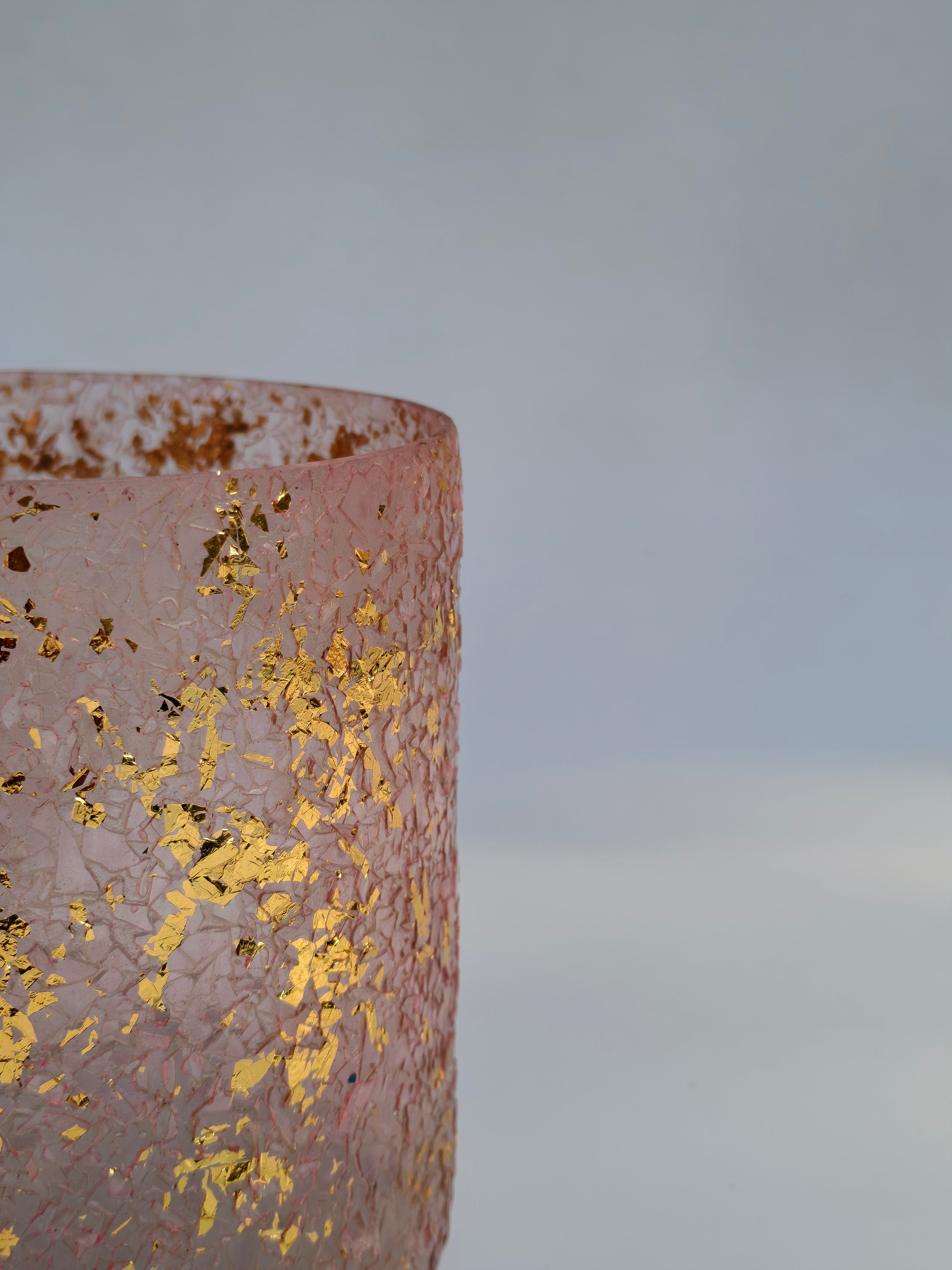 Blush Gold Leaf Glass Candle Holders – Set of 3