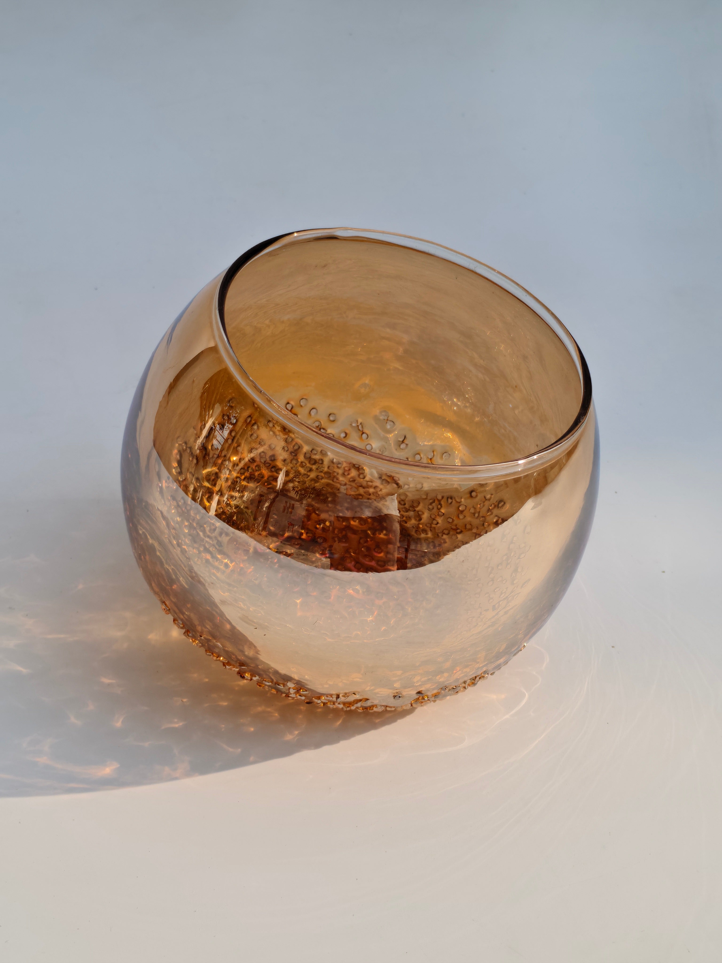 Amber Glow Bubble Glass Candle Holder