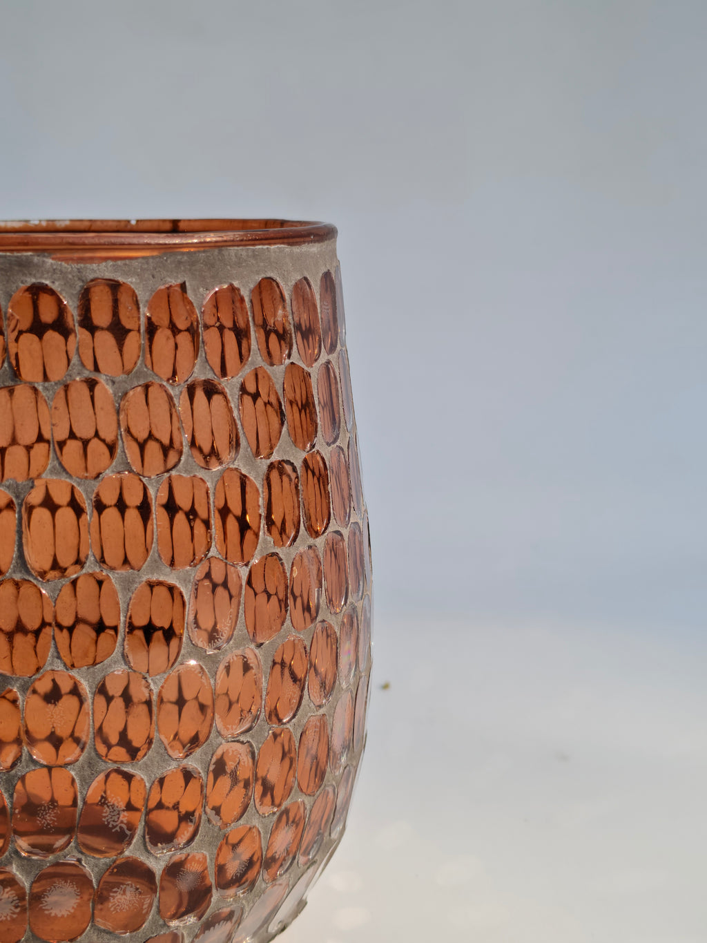 Amber Mosaic Glass Candle Holder