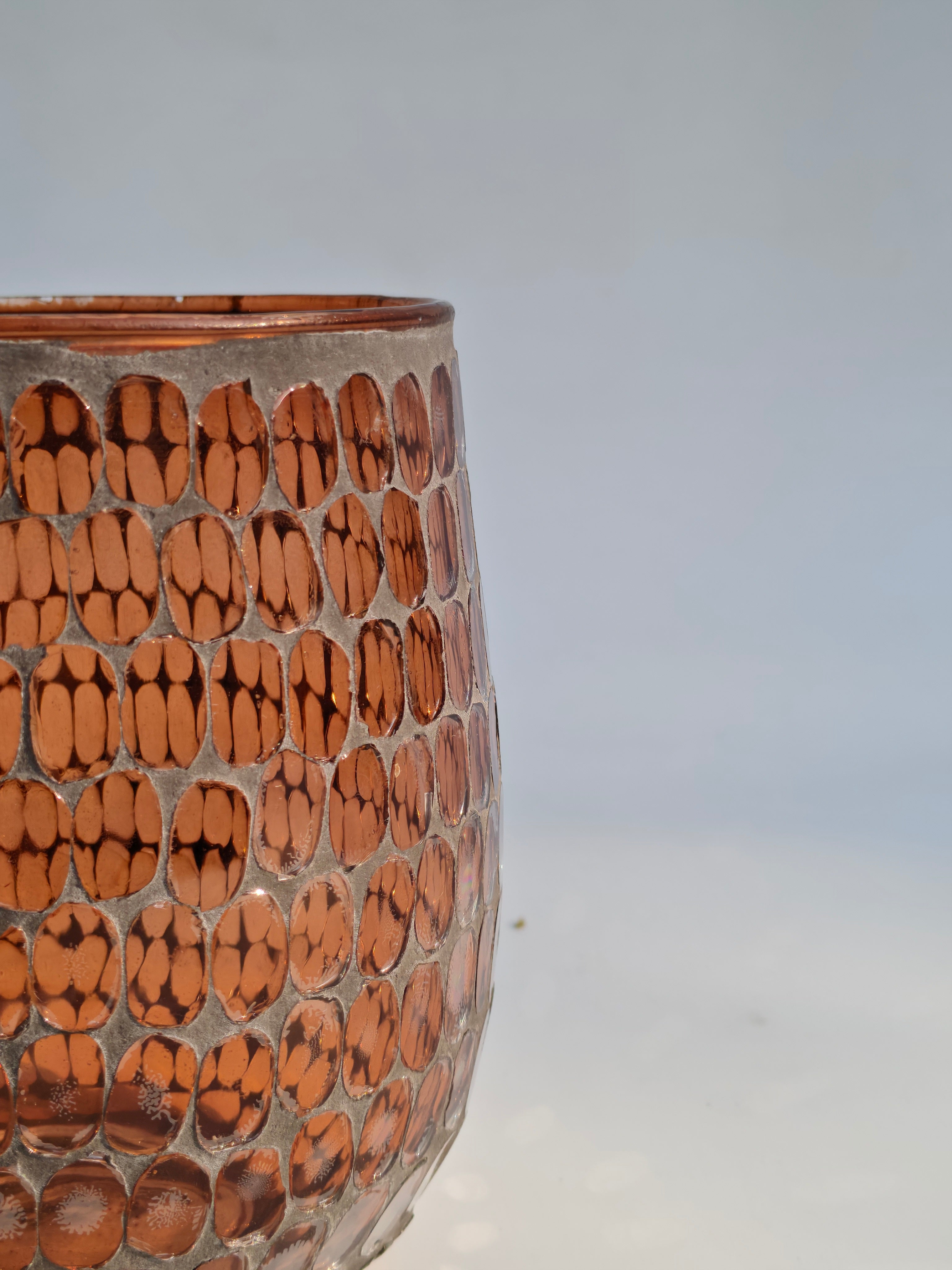 Amber Mosaic Glass Candle Holder