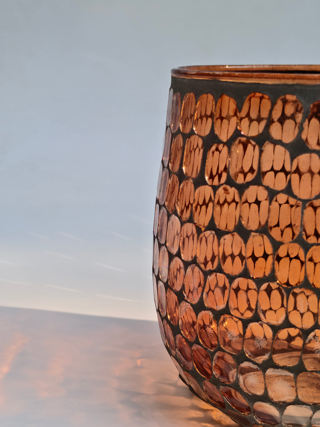 Amber Mosaic Glass Candle Holder