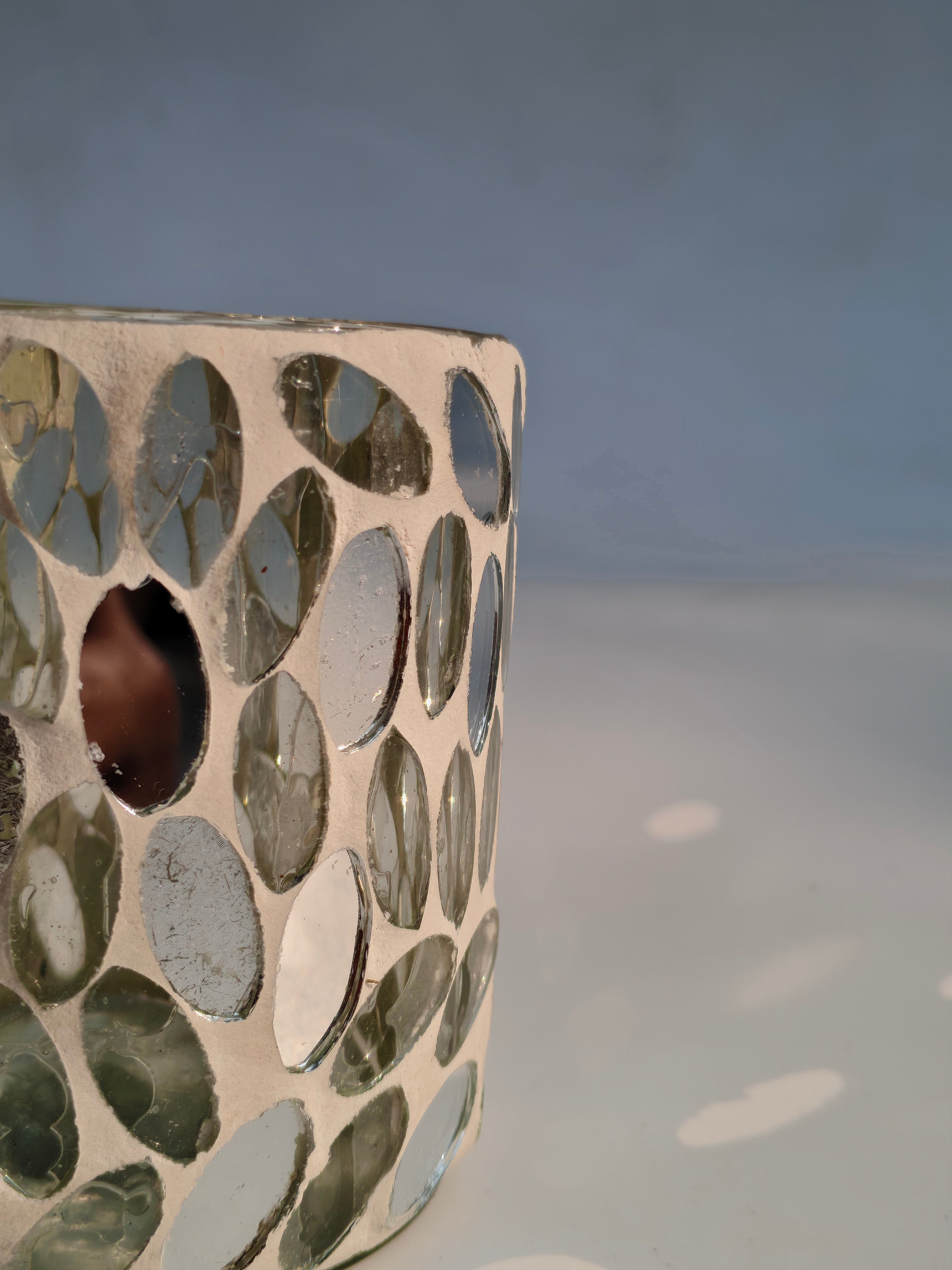 Silver Mosaic Glass Tealight Holder