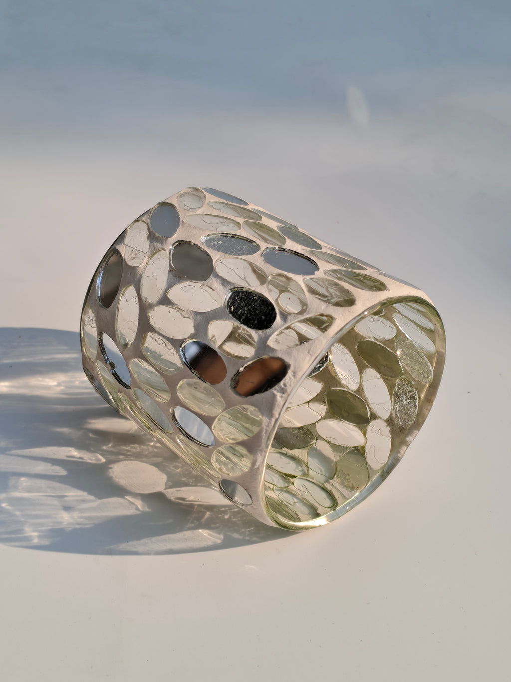 Silver Mosaic Glass Tealight Holder