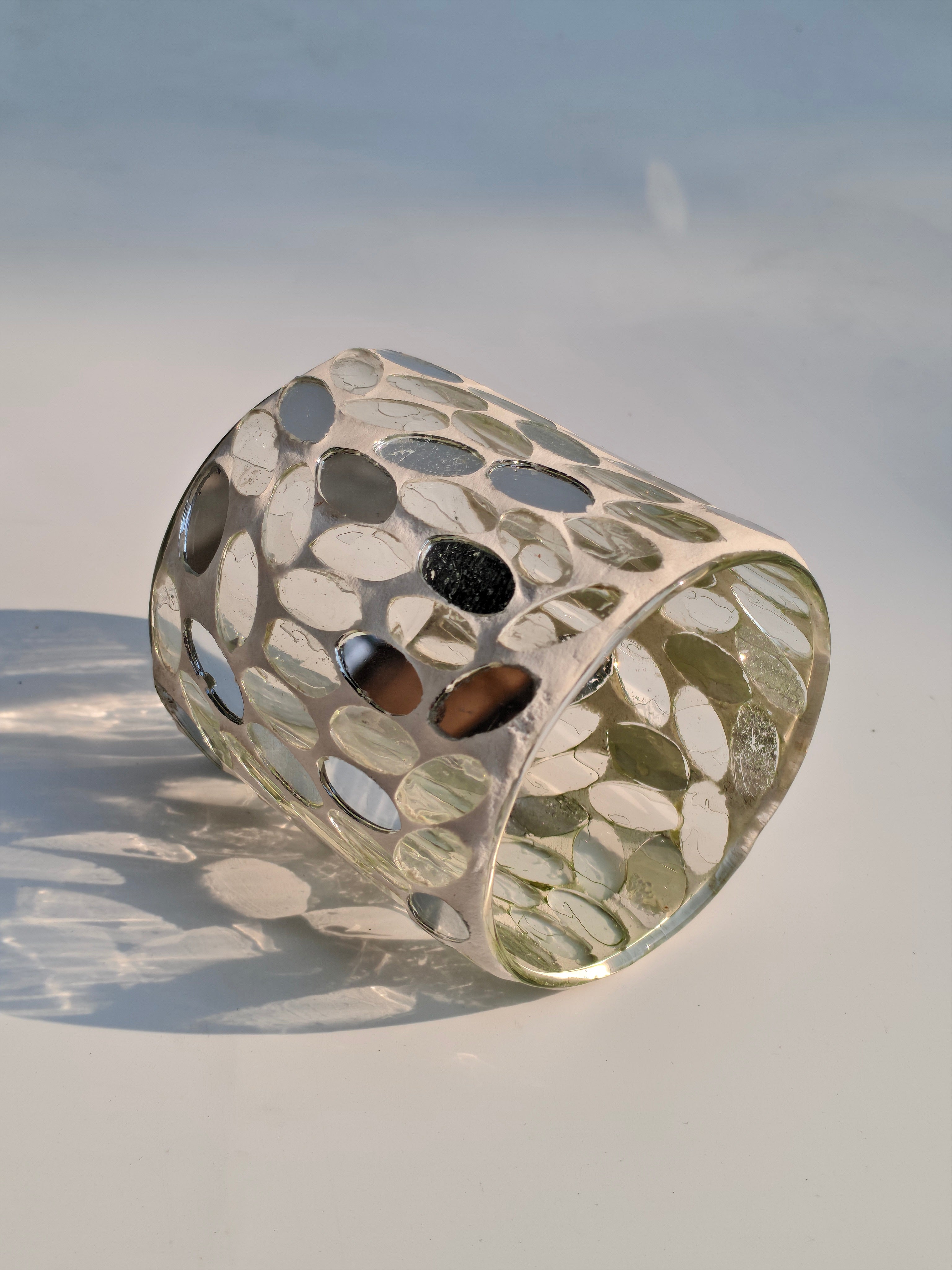 Silver Mosaic Glass Tealight Holder
