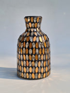 Amber Glow Mosaic Glass Vase