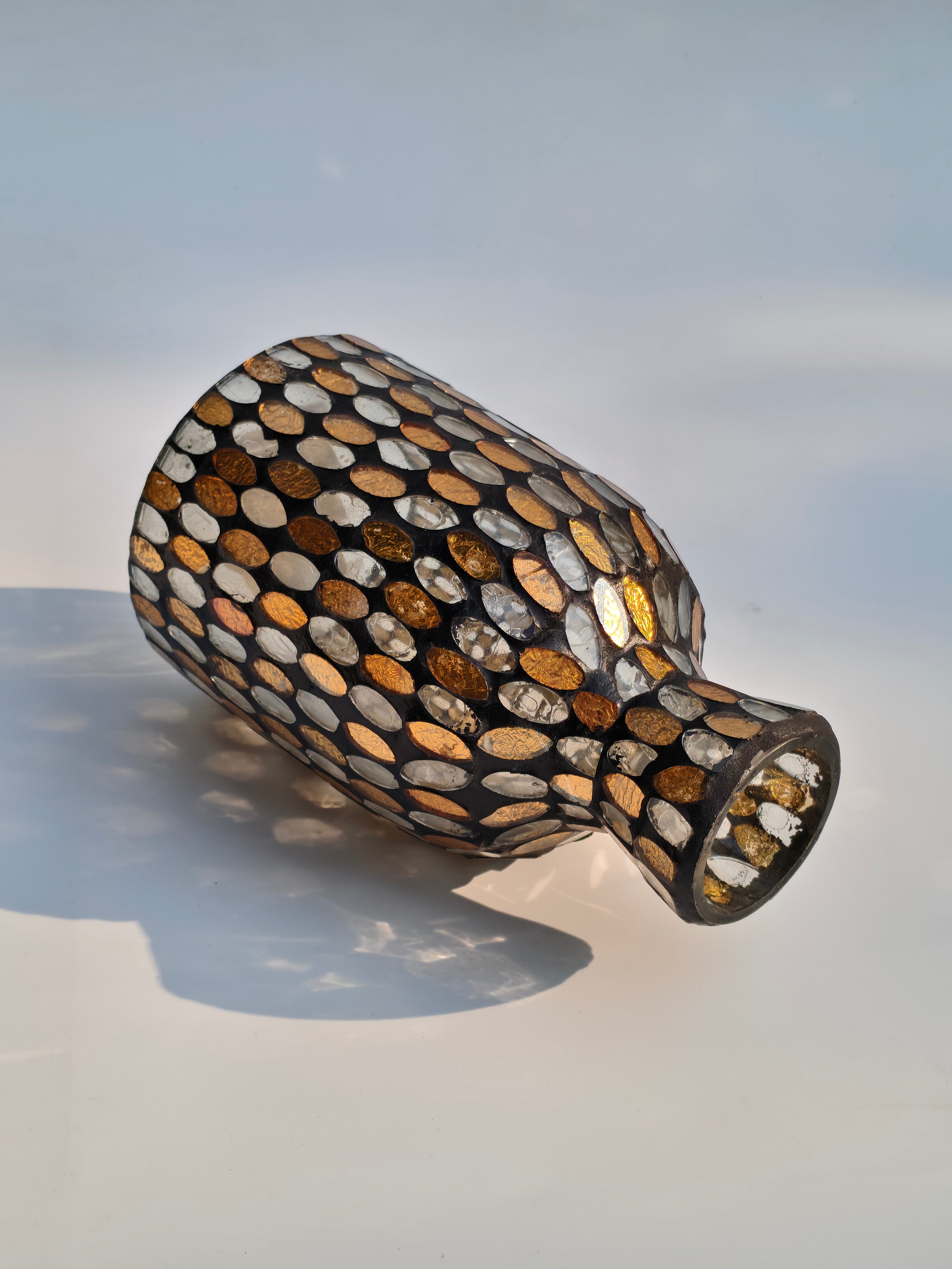 Amber Glow Mosaic Glass Vase