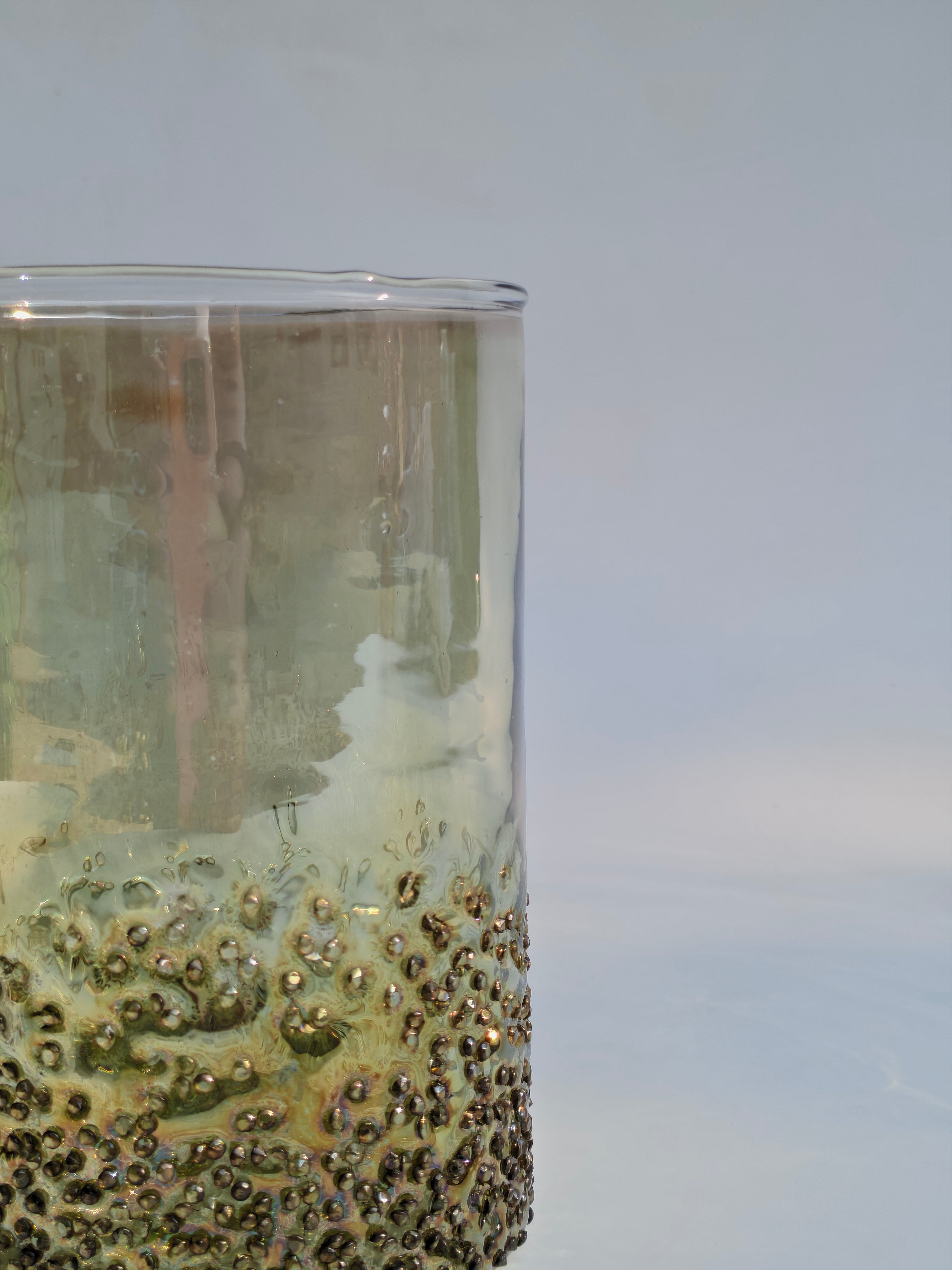 Amber Pebble Textured Glass Hurricane – Decorative Candle Holder