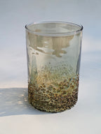 Amber Pebble Textured Glass Hurricane – Decorative Candle Holder