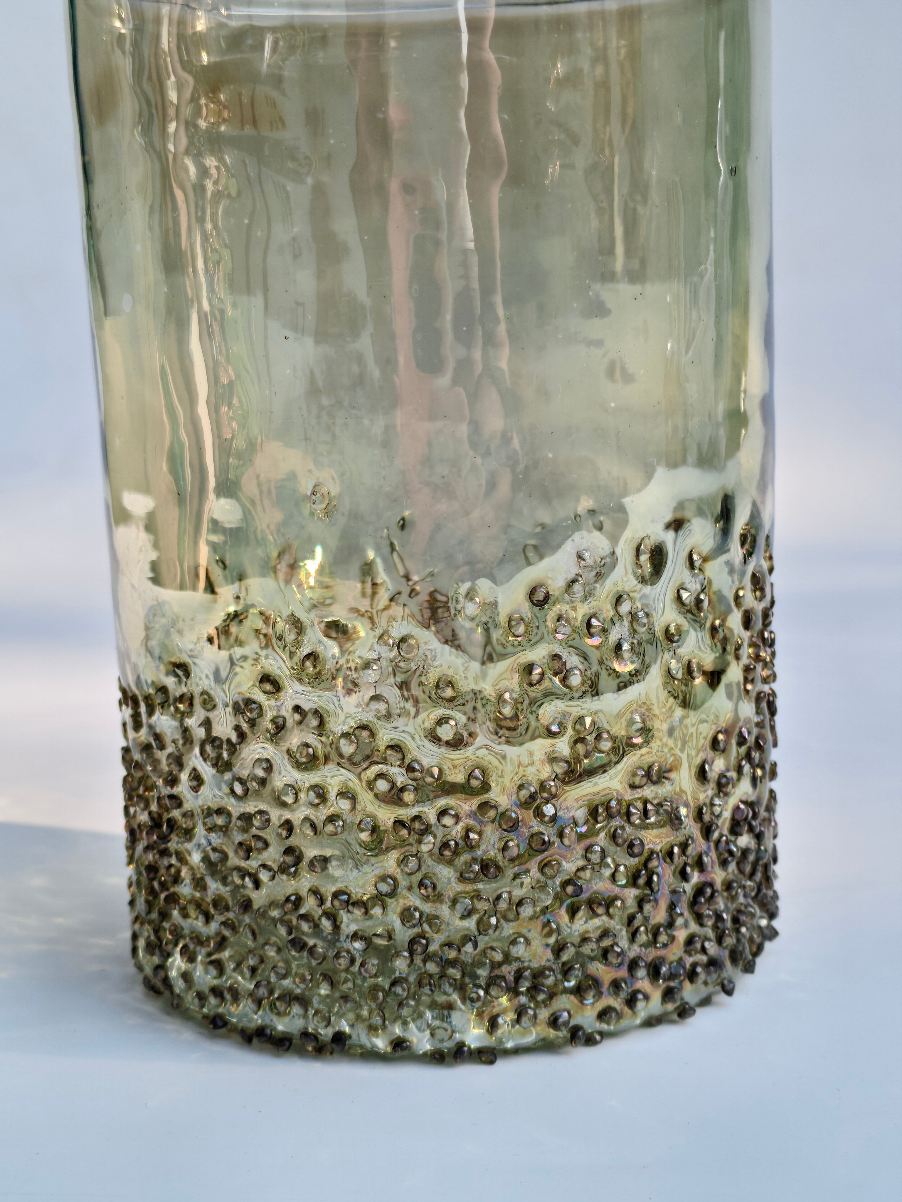 Amber Pebble Textured Glass Hurricane – Decorative Candle Holder