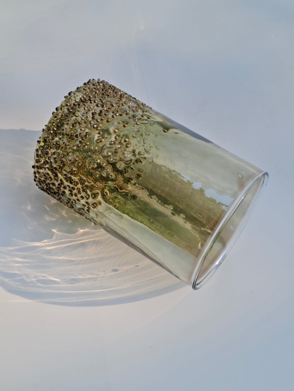 Amber Pebble Textured Glass Hurricane – Decorative Candle Holder