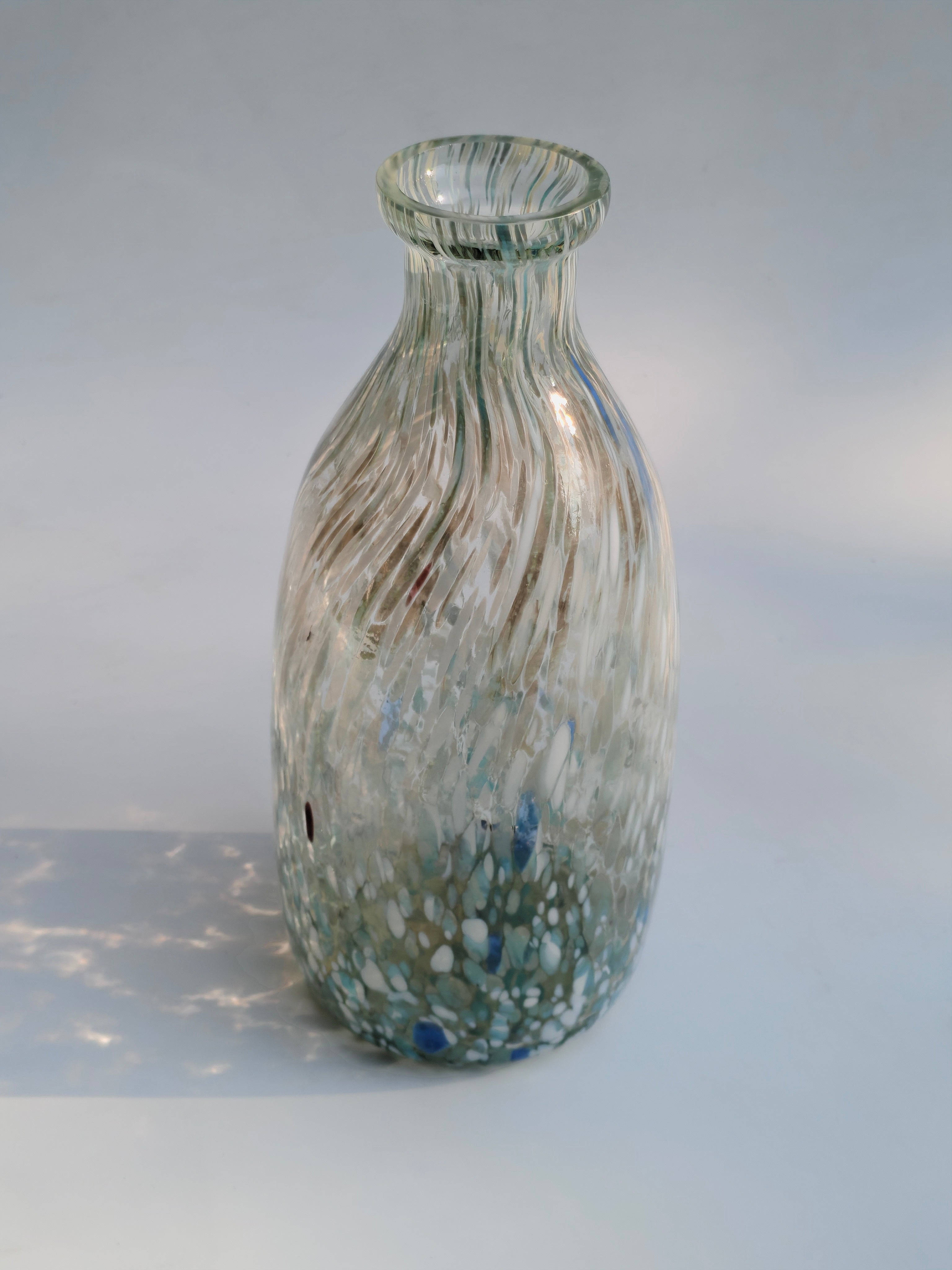 Sea Glass Swirl Art Vase – Handcrafted Decorative Bottle (Large)